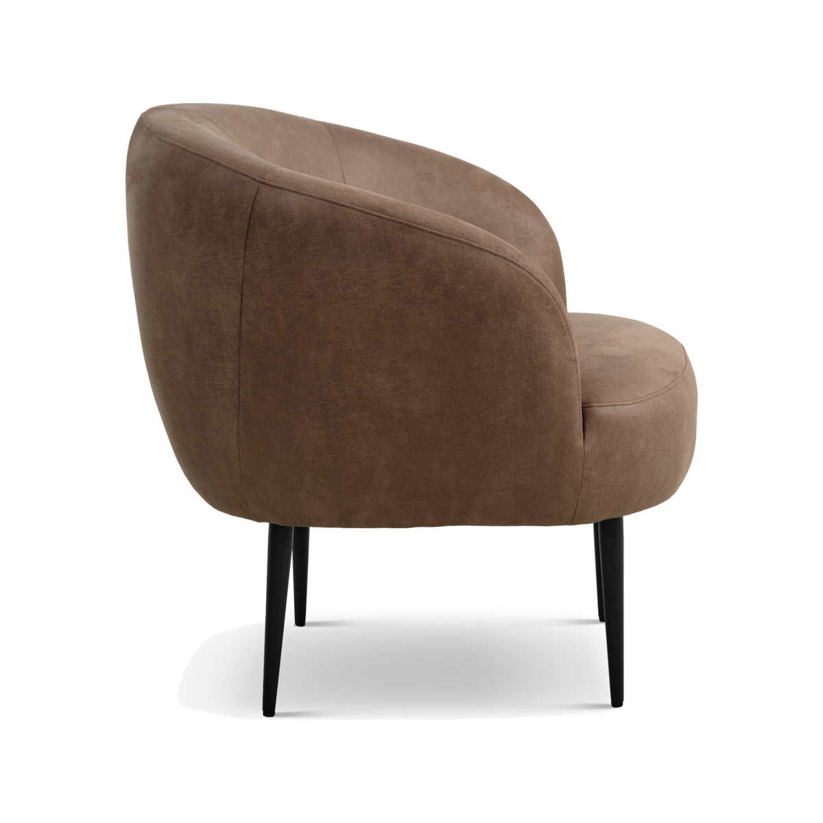 Lexpo Conrad loungestol i Almond microfiberlæder med sort metalstel