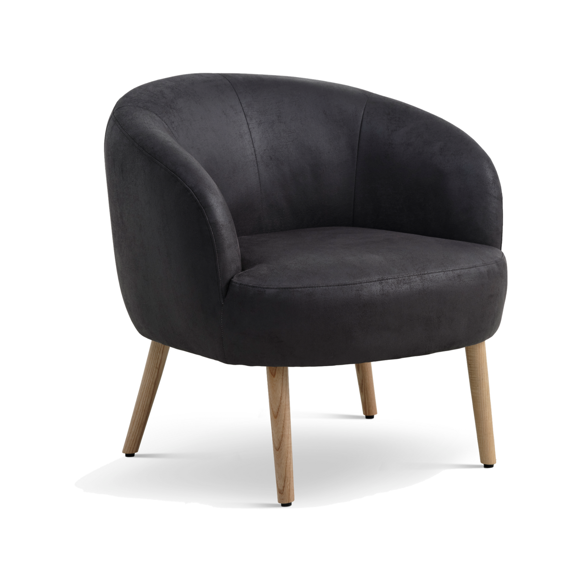 Lexpo Conrad loungestol i Black microfiberlæder med natur træstel