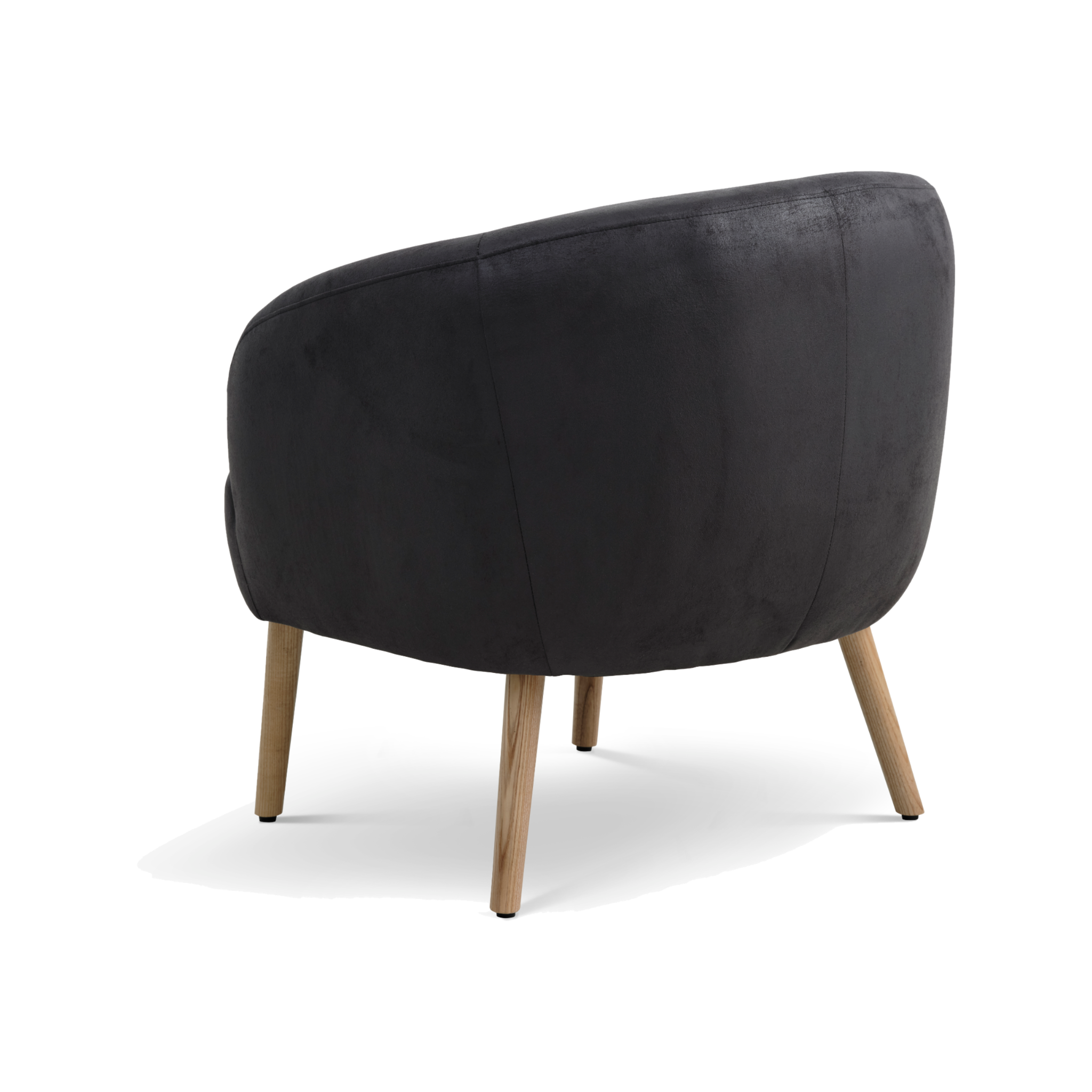Lexpo Conrad loungestol i Black microfiberlæder med natur træstel