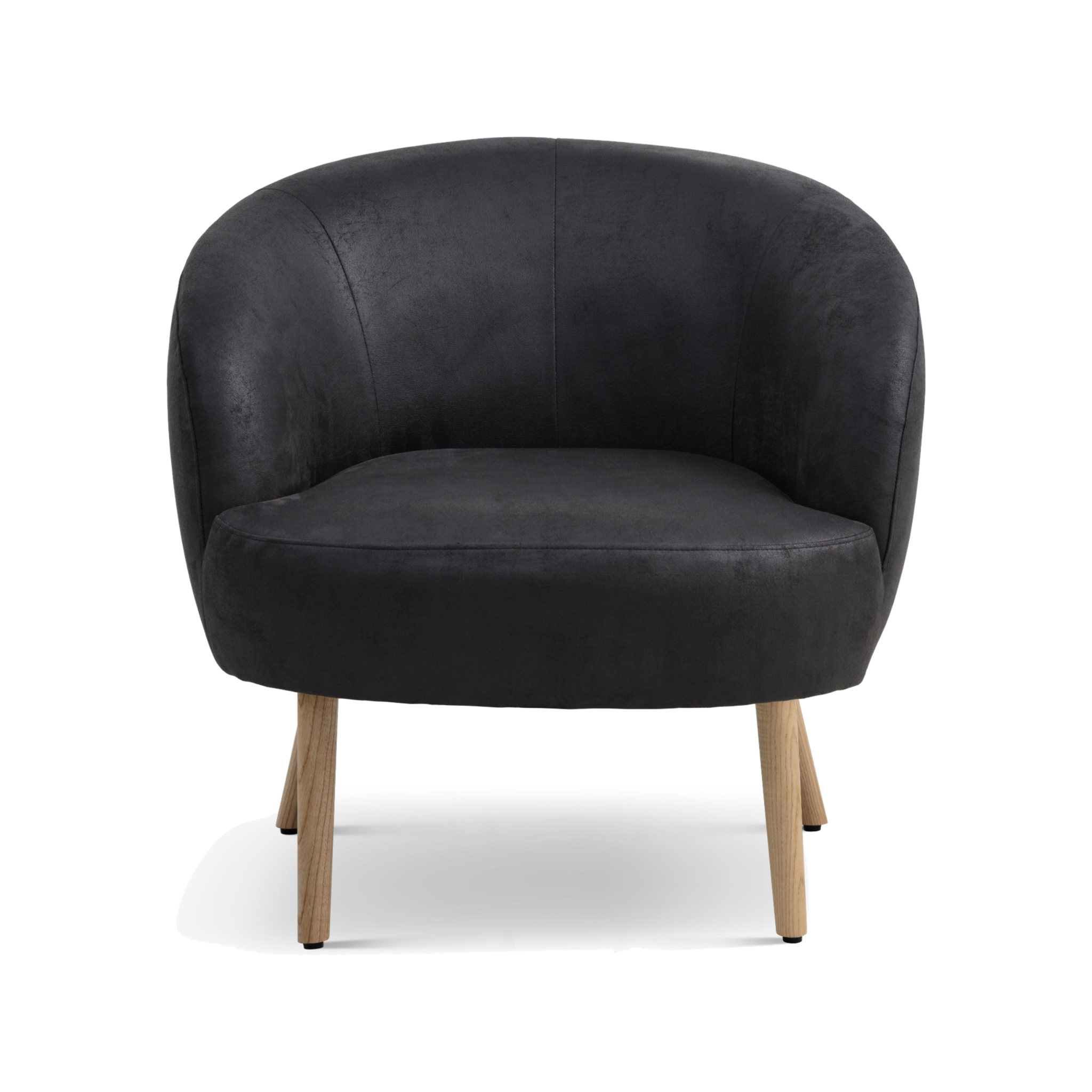 Lexpo Conrad loungestol i Black microfiberlæder med natur træstel