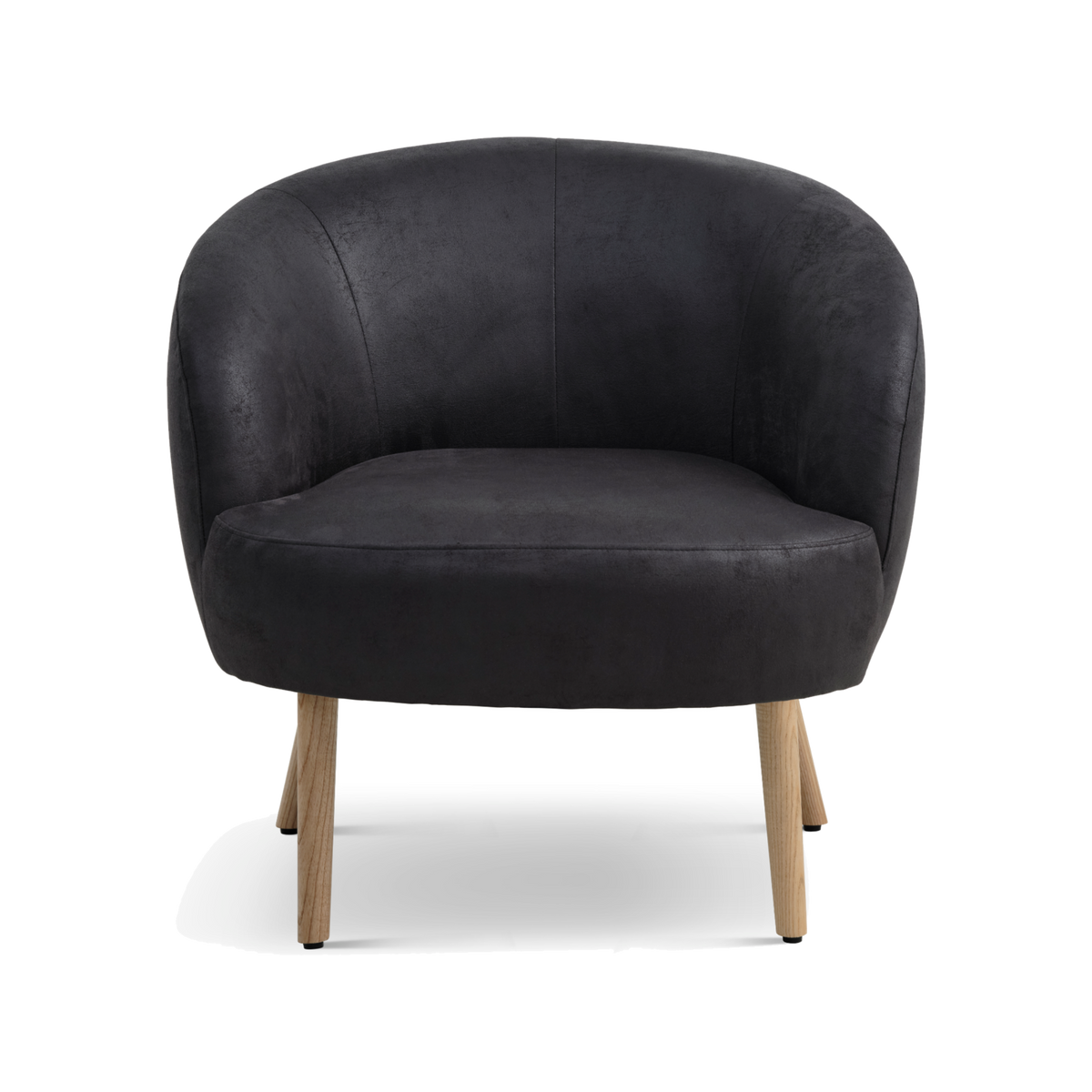 Lexpo Conrad loungestol i Black microfiberlæder med natur træstel