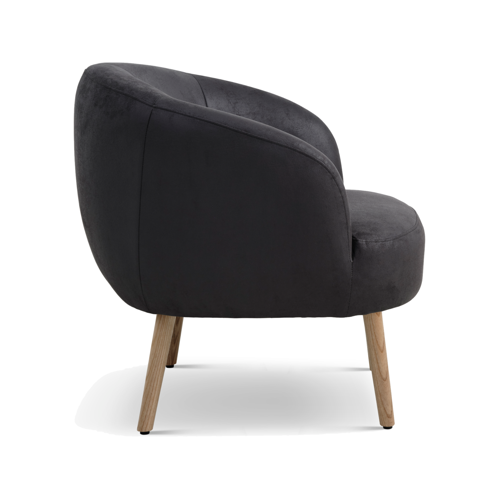Lexpo Conrad loungestol i Black microfiberlæder med natur træstel