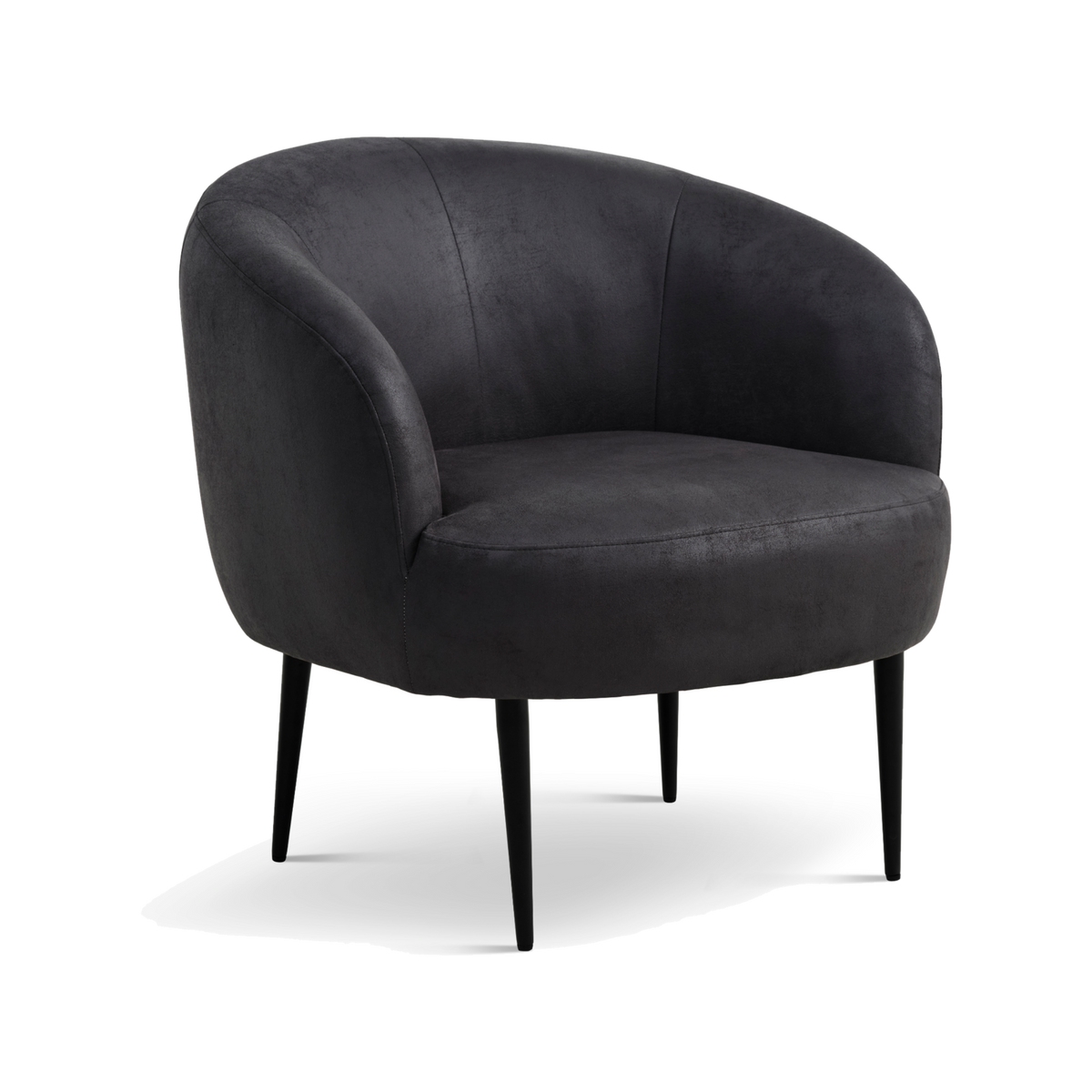 Lexpo Conrad loungestol i Black microfiberlæder med sort metalstel