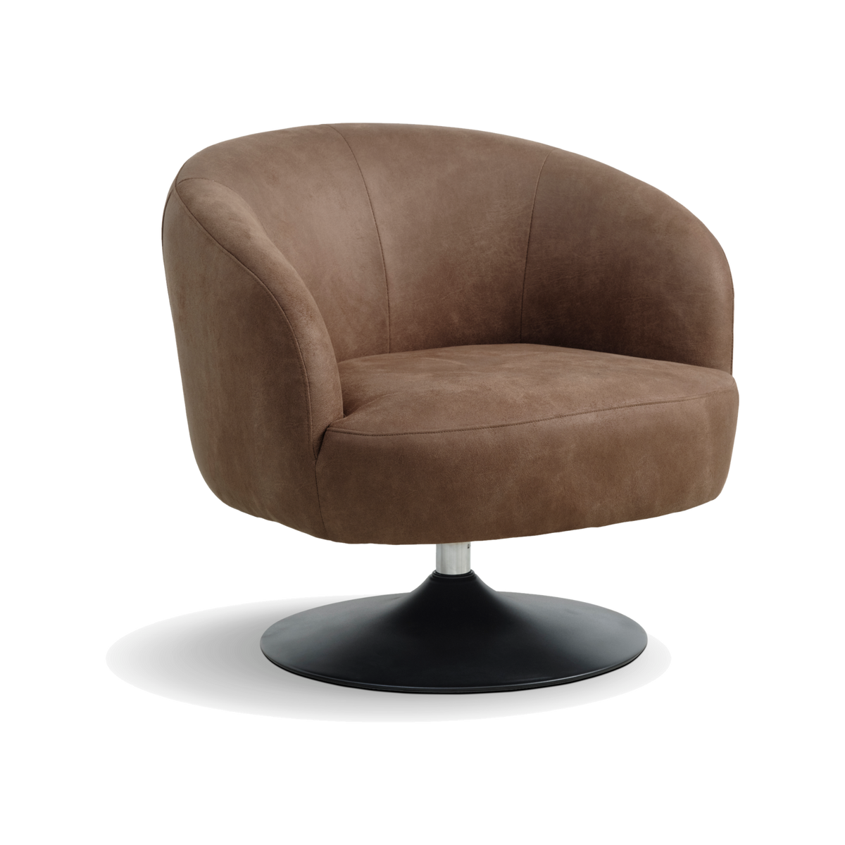 Lexpo Conrad loungestol med drejefod i Almond microfiberlæder med sort metalfod
