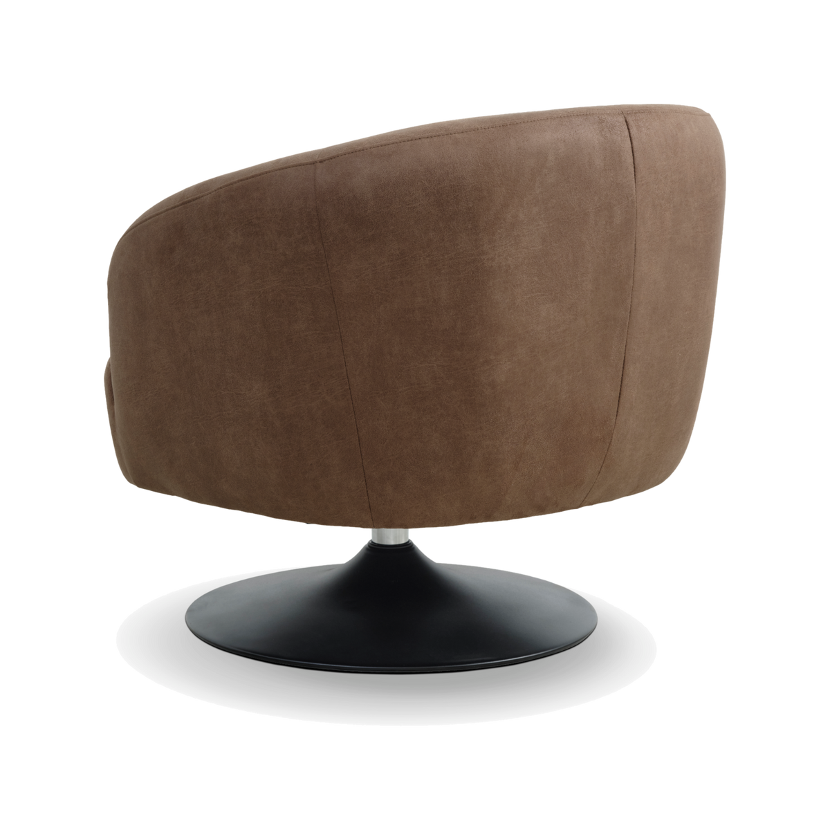 Lexpo Conrad loungestol med drejefod i Almond microfiberlæder med sort metalfod
