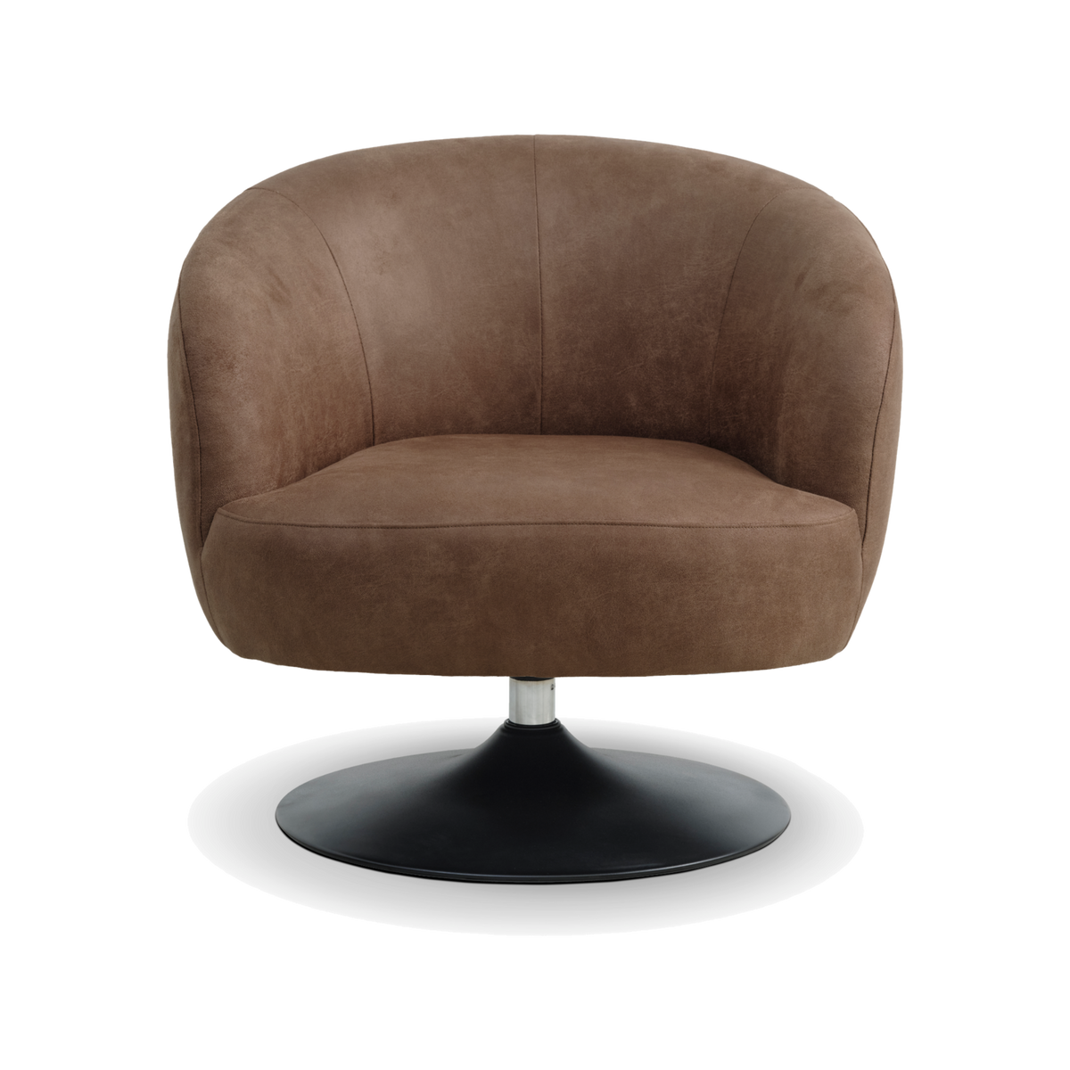Lexpo Conrad loungestol med drejefod i Almond microfiberlæder med sort metalfod