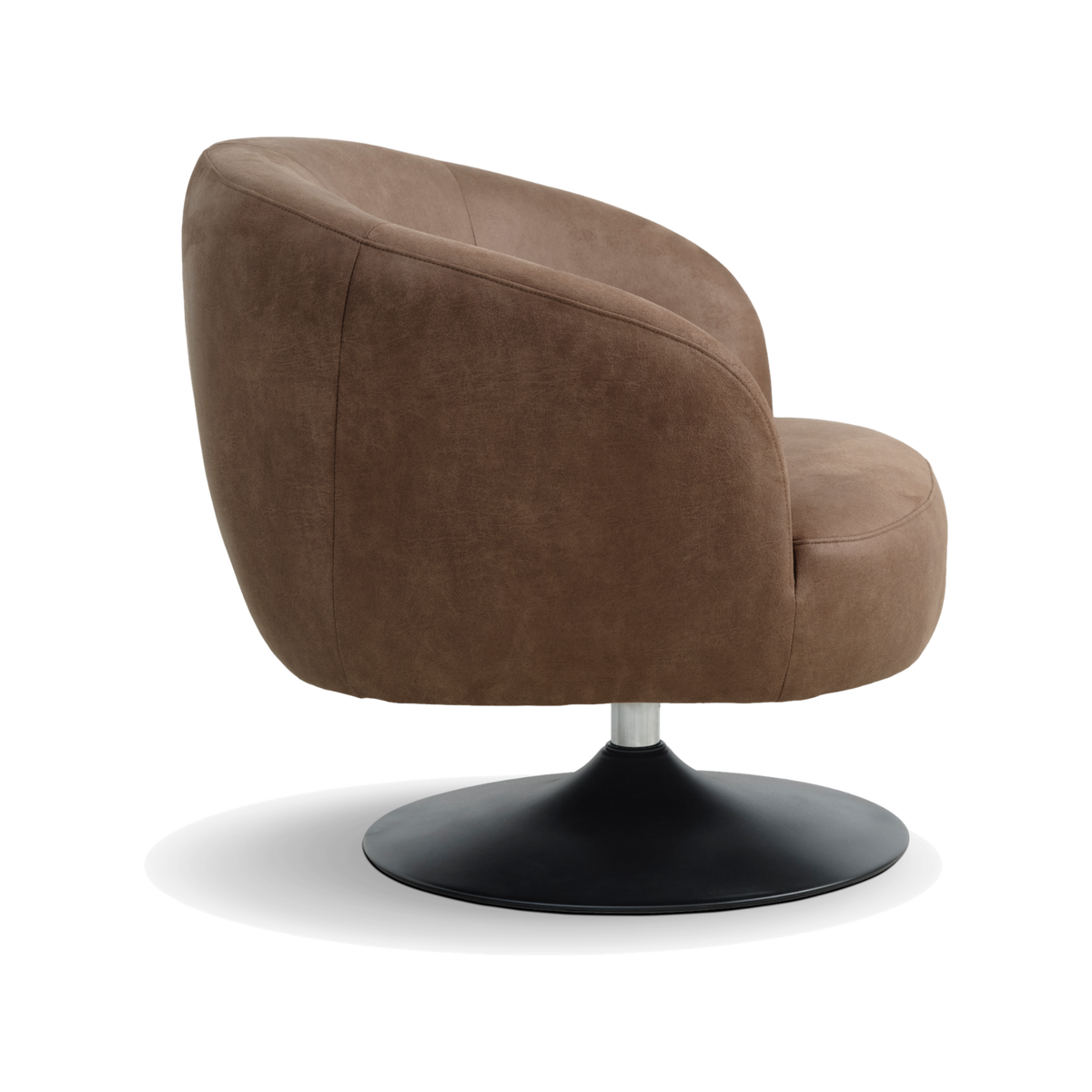 Lexpo Conrad loungestol med drejefod i Almond microfiberlæder med sort metalfod