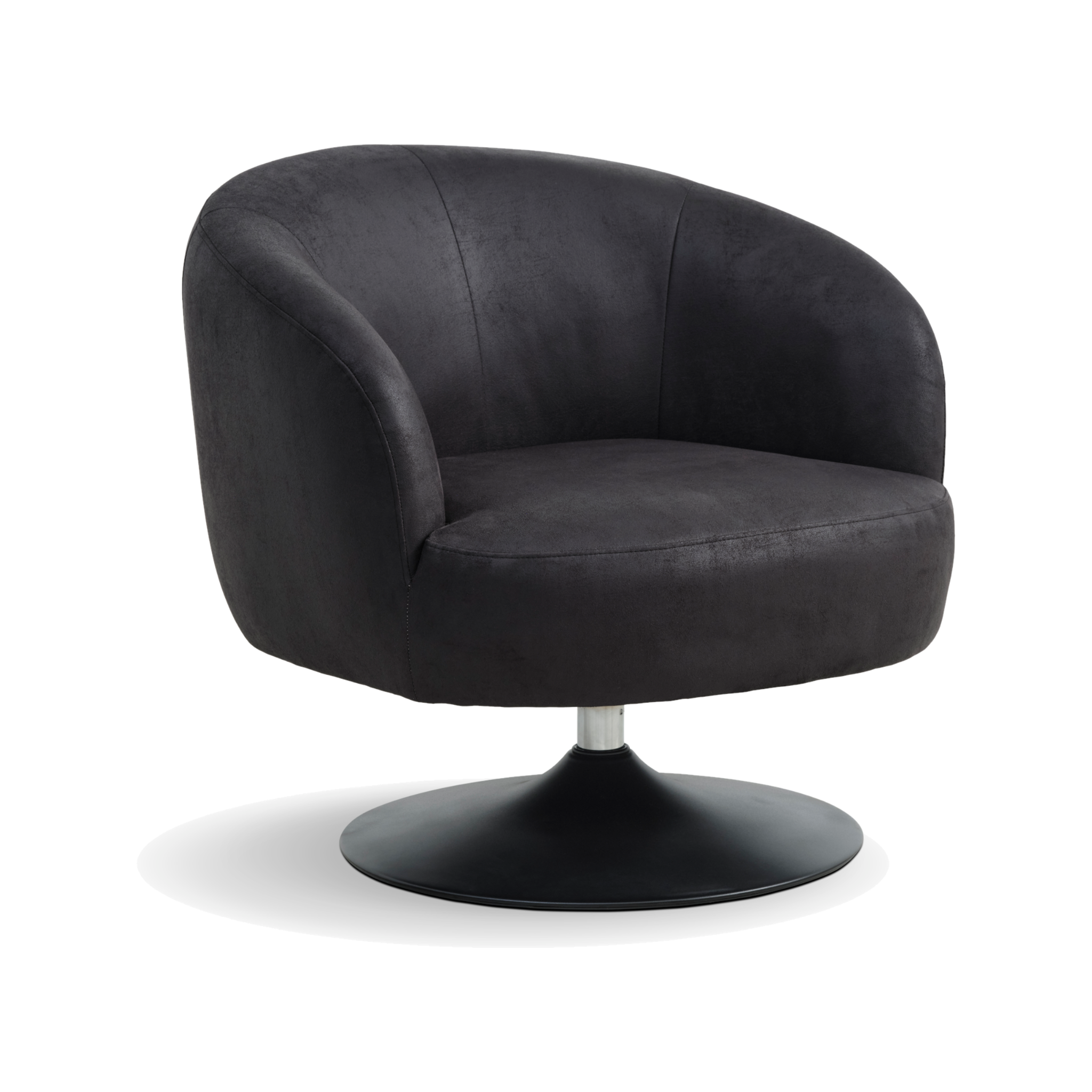 Lexpo Conrad loungestol med drejefod i sort microfiberlæder med sort metalfod