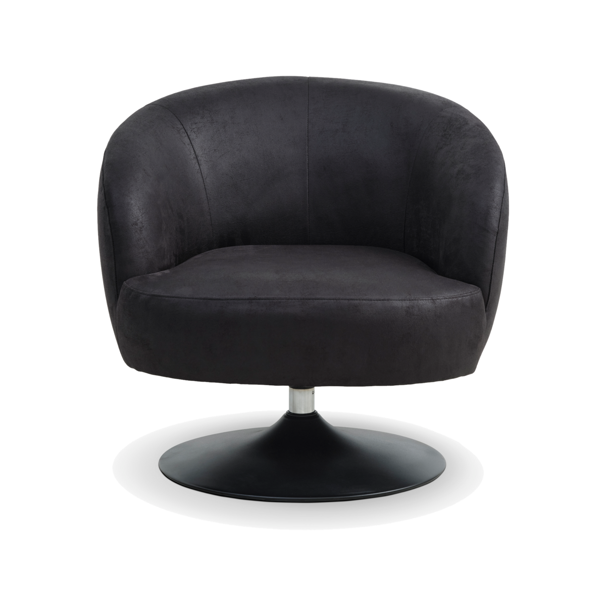 Lexpo Conrad loungestol med drejefod i sort microfiberlæder med sort metalfod