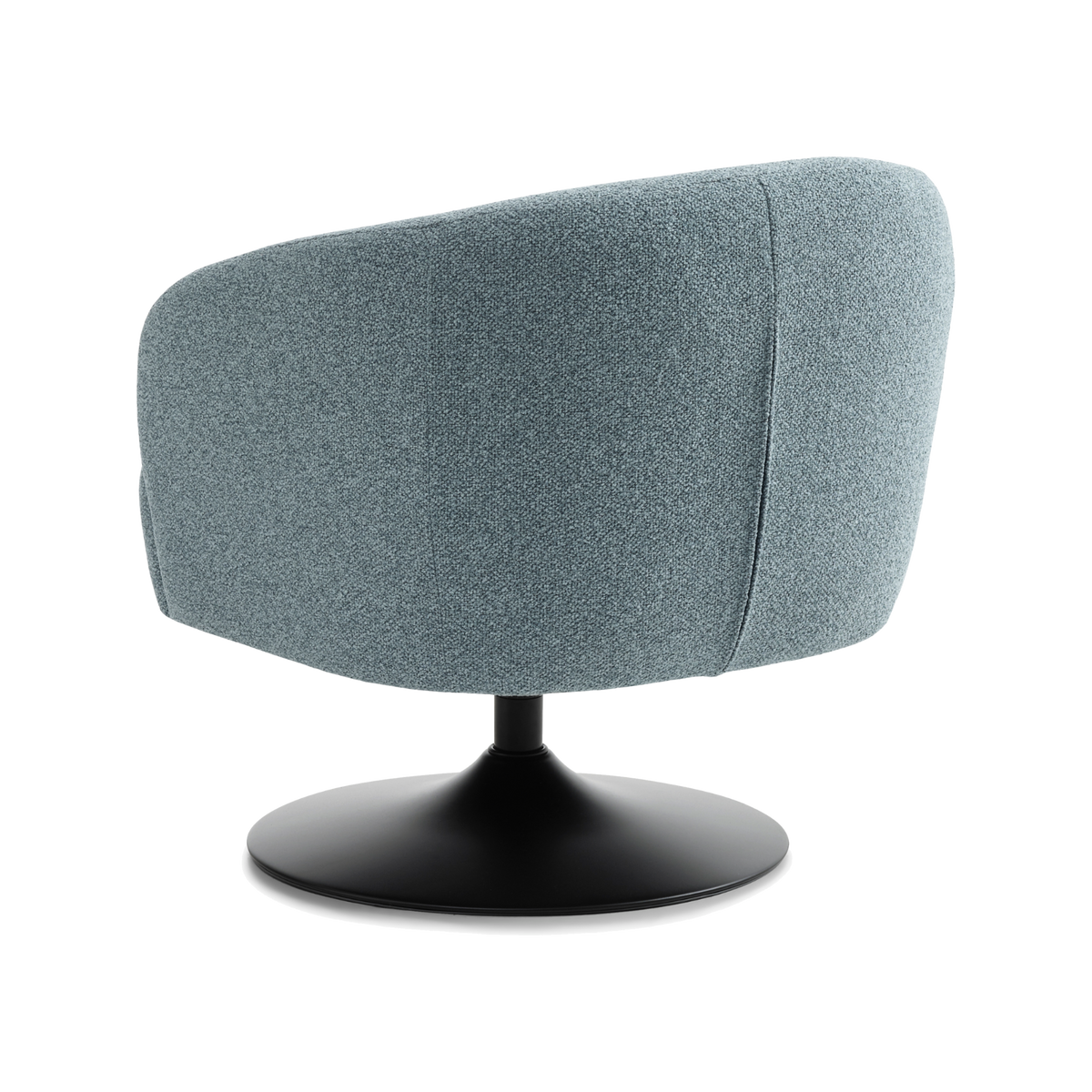 Lexpo Conrad loungestol med drejefod i Egg Blue stof med sort metalfod