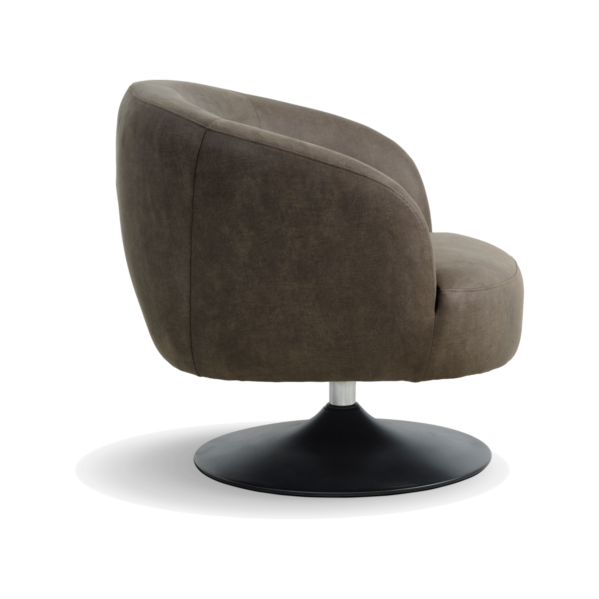 Lexpo Conrad loungestol med drejefod i Forest Green microfiberlæder med sort metalfod