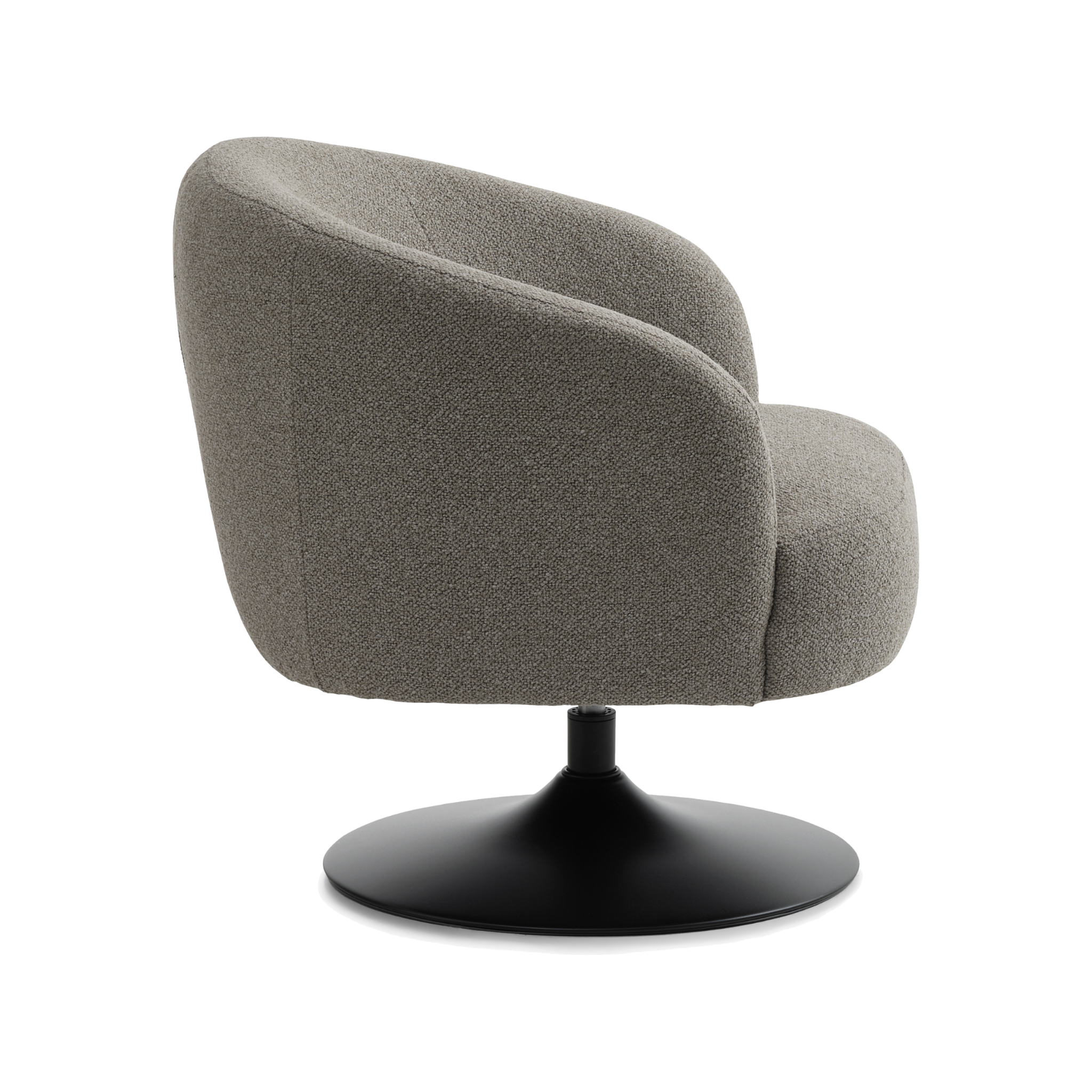 Lexpo Conrad loungestol med drejefod i Mushroom stof med sort metalfod