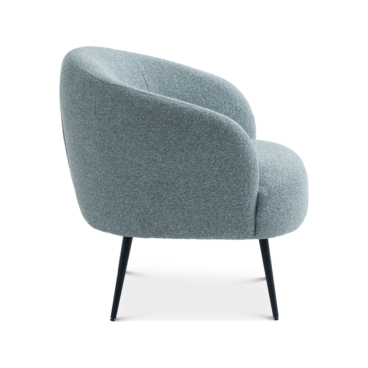 Lexpo Conrad loungestol i Egg Blue stof med sort metalstel