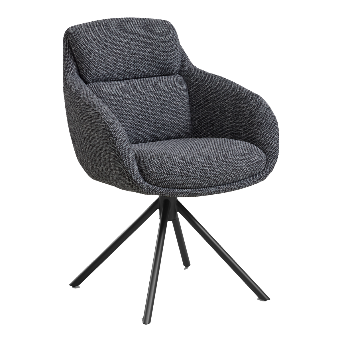 Lexpo Grace spisebordsstol i Coco stof Anthracite med sort drejefod