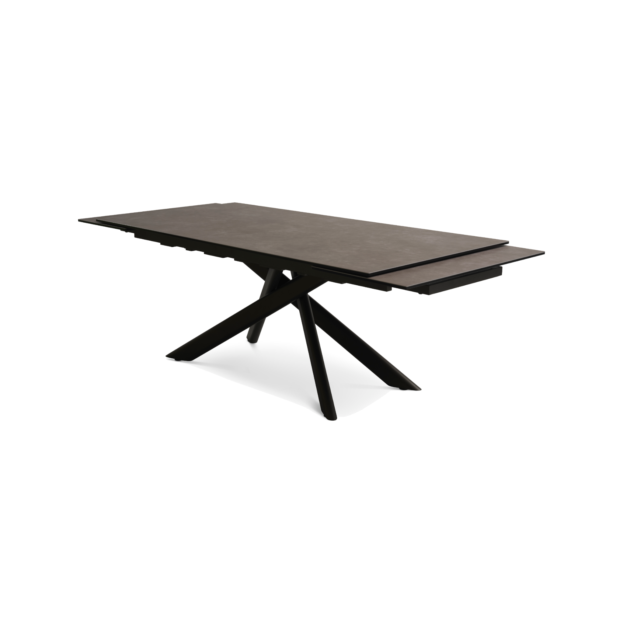 Lexpo Hudson spisebord i Warm Grey keramik med sort stel, udtrukket