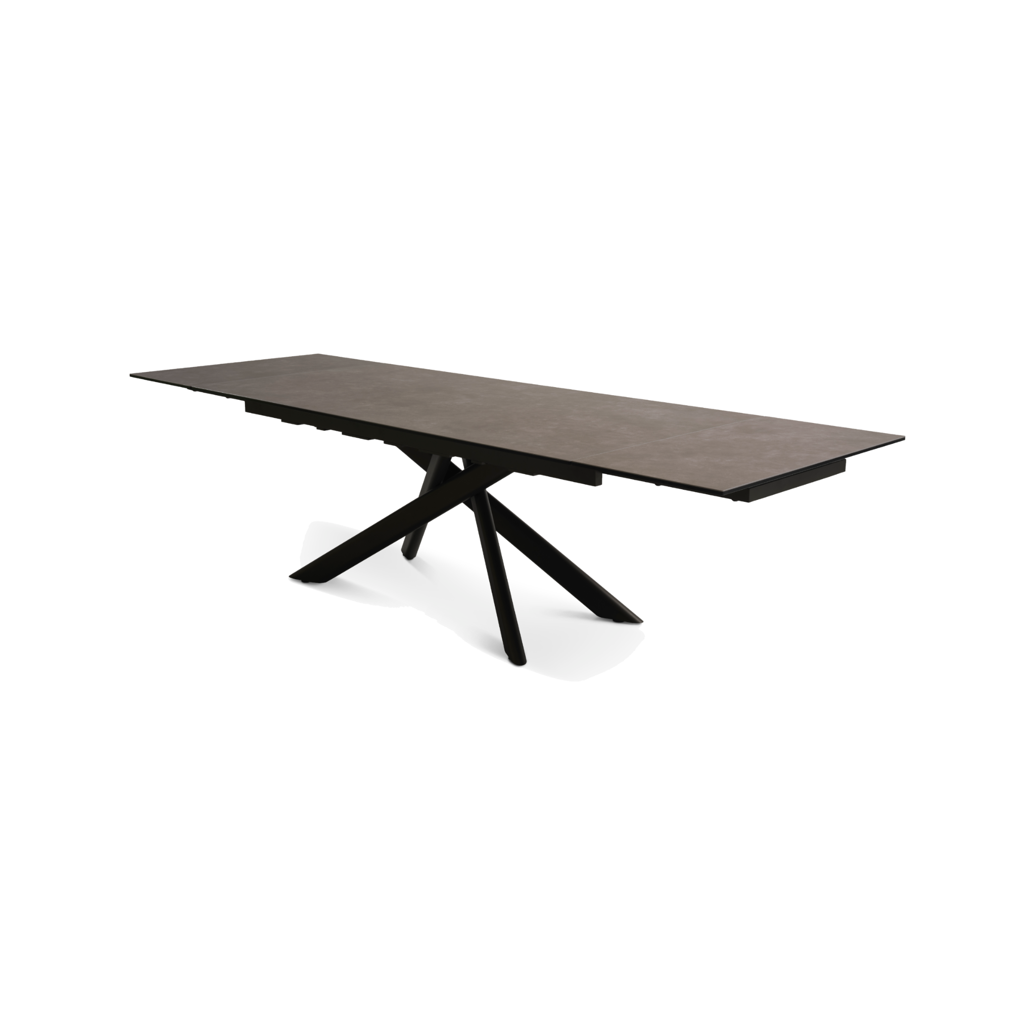 Lexpo Hudson spisebord i Warm Grey keramik med sort stel, udtrukket set fra siden