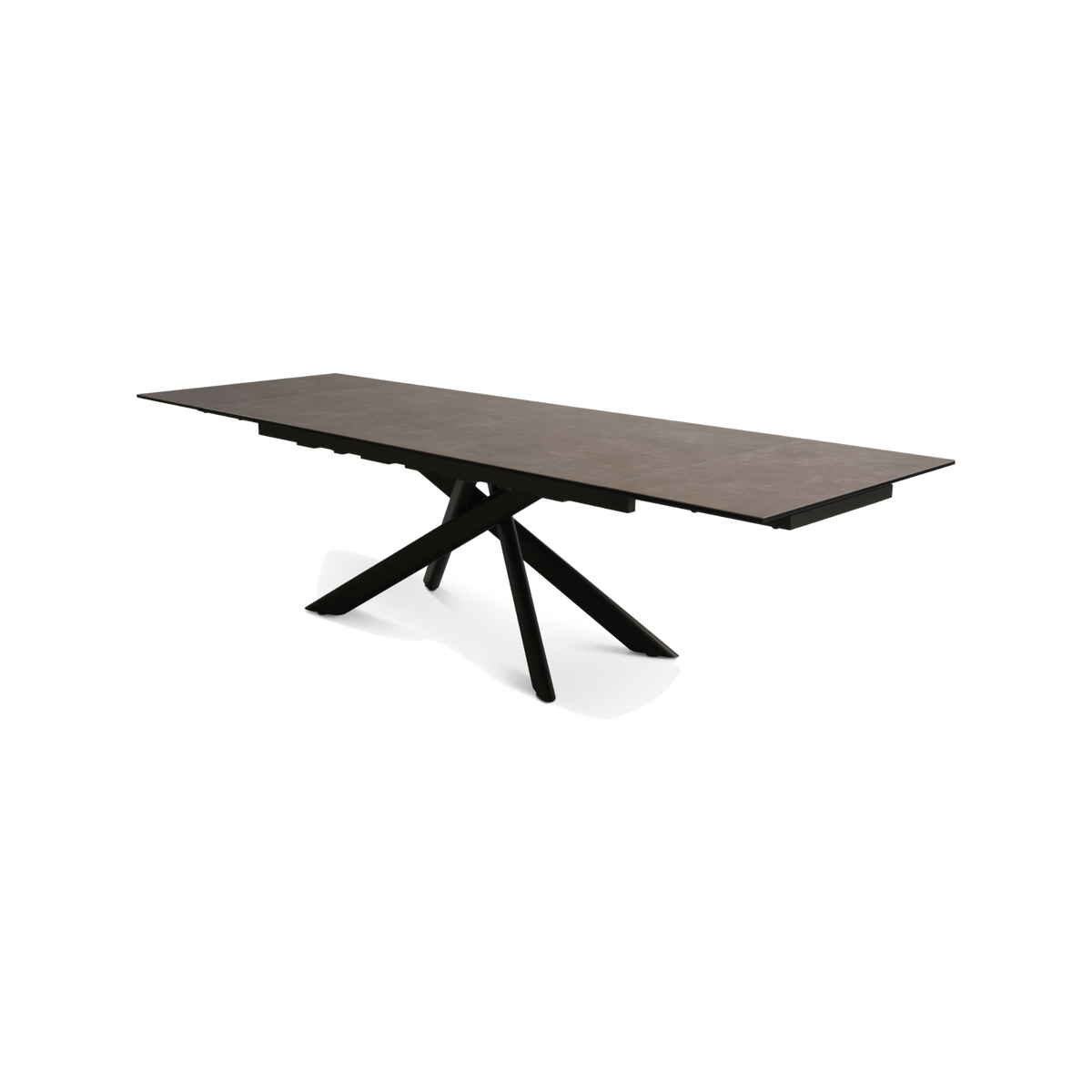 Lexpo Hudson spisebord i Warm Grey keramik med sort stel, udtrukket set fra siden