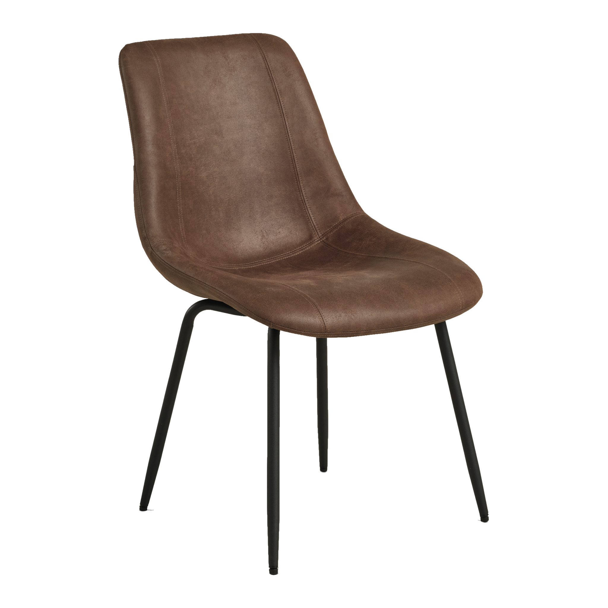 Lexpo Jade spisebordsstol i Bull microfiberlæder Brown med sort metalstel