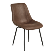 Lexpo Jade spisebordsstol i Bull microfiberlæder Brown med sort metalstel