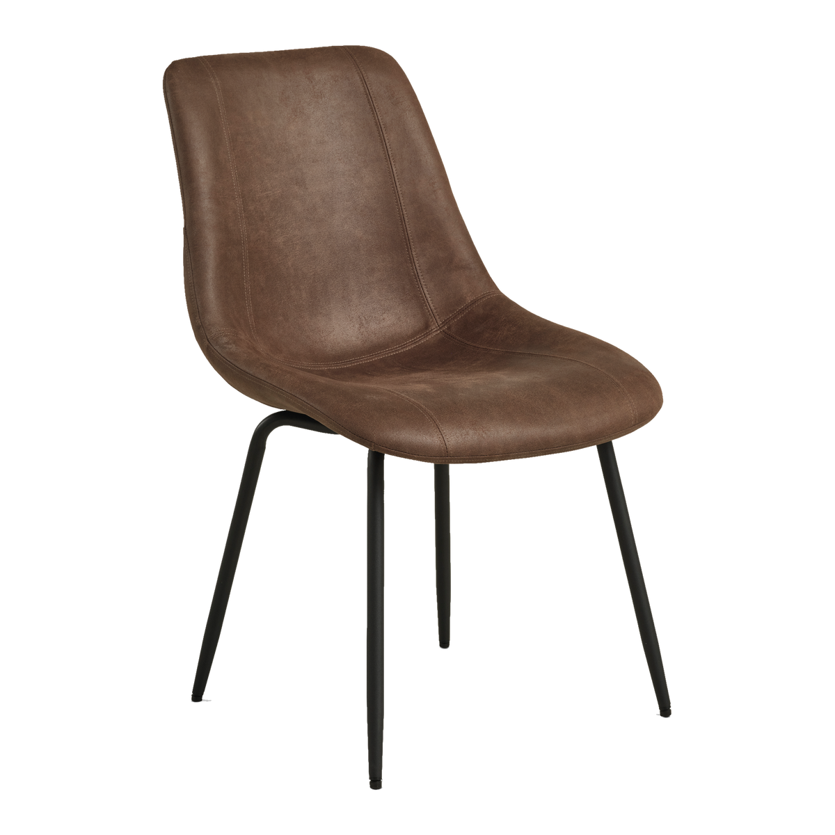 Lexpo Jade spisebordsstol i Bull microfiberlæder Brown med sort metalstel