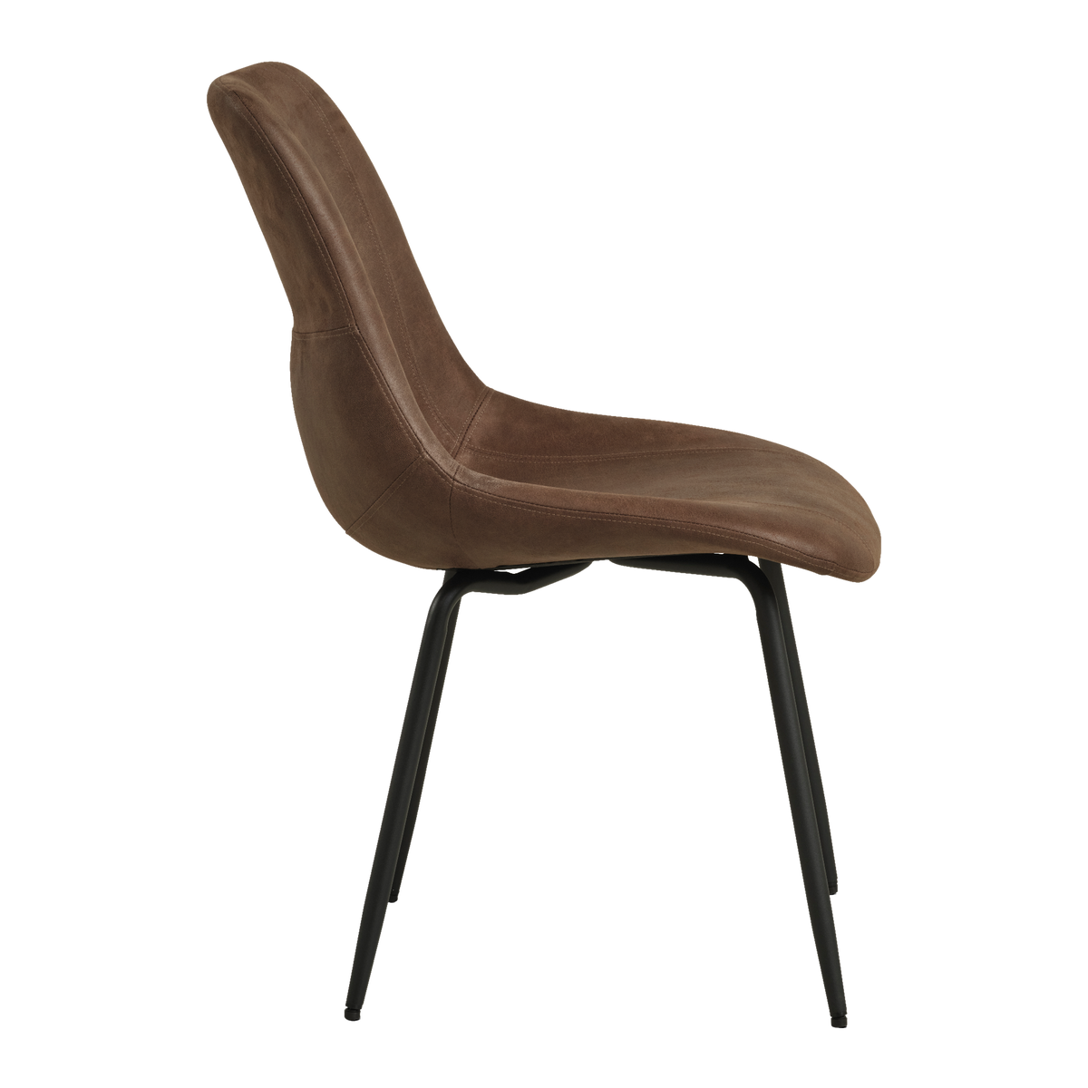 Lexpo Jade spisebordsstol i Bull microfiberlæder Brown med sort metalstel