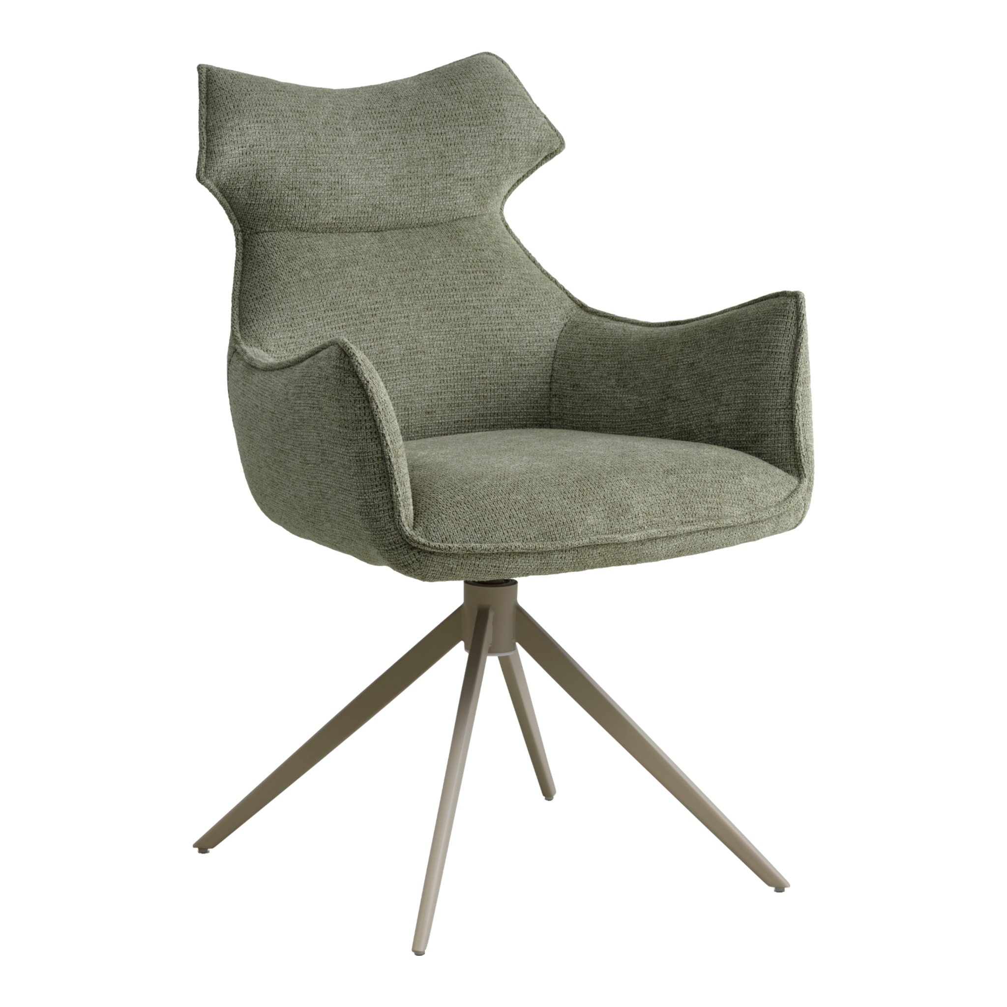 Lexpo Liva spisebordsstol i Mito stof Green med drejefod i beige