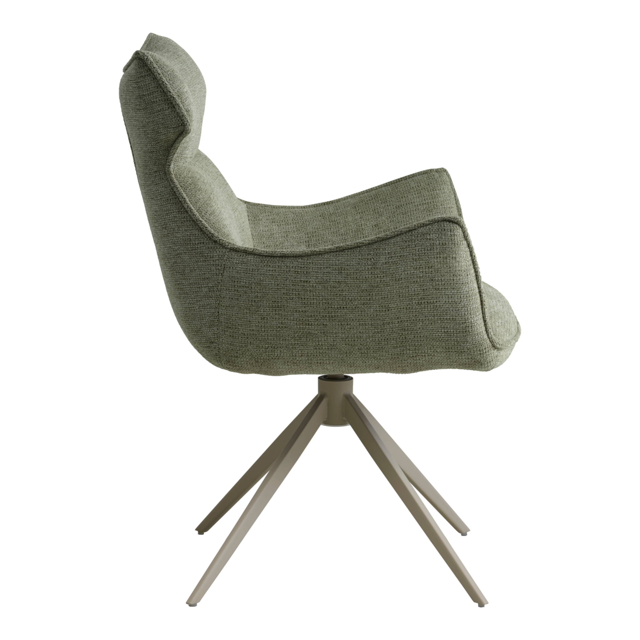 Lexpo Liva spisebordsstol i Mito stof Green med drejefod i beige