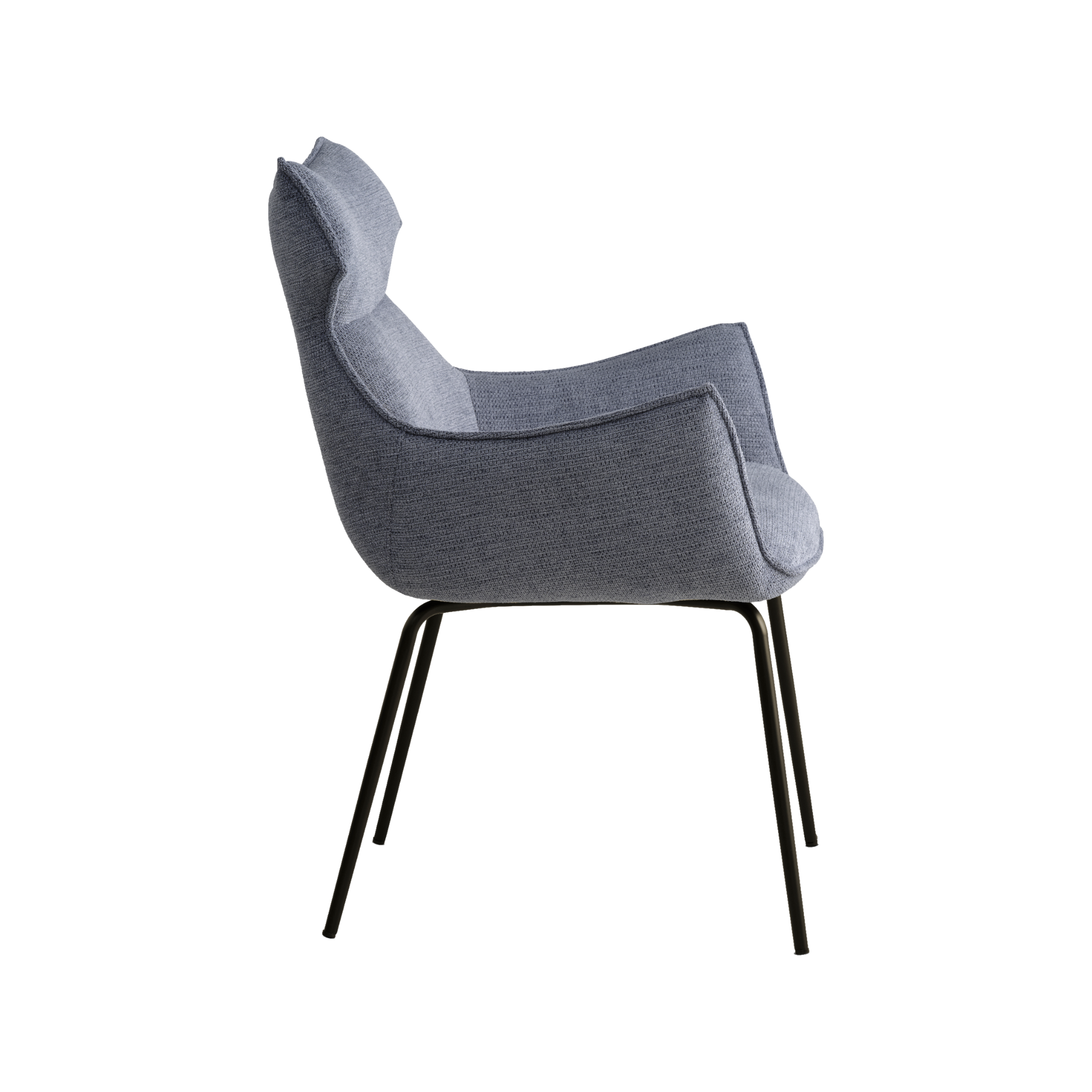 Lexpo Liva spisebordsstol i Mito stof Ice Blue med fast stel i anodic brown