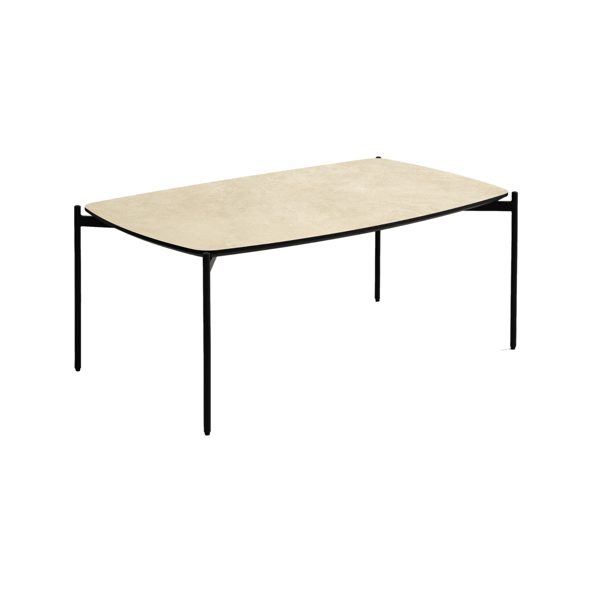 Lexpo Malta sofabord i beige HPL med 50 cm sorte metalben