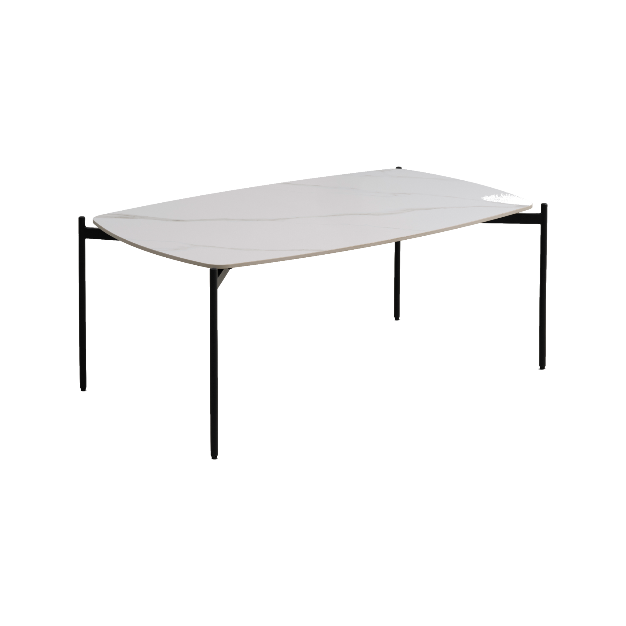 Lexpo Malta sofabord i hvid keramik med 50 cm sorte metalben