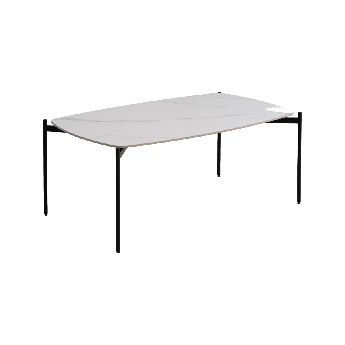 Lexpo Malta sofabord i hvid keramik med 50 cm sorte metalben