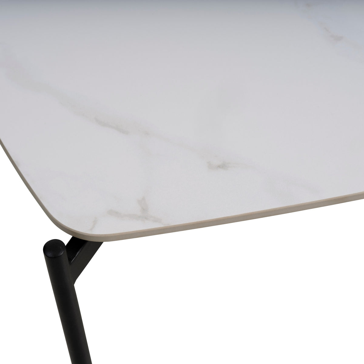 Lexpo Malta sofabord i hvid keramik med 50 cm sorte metalben