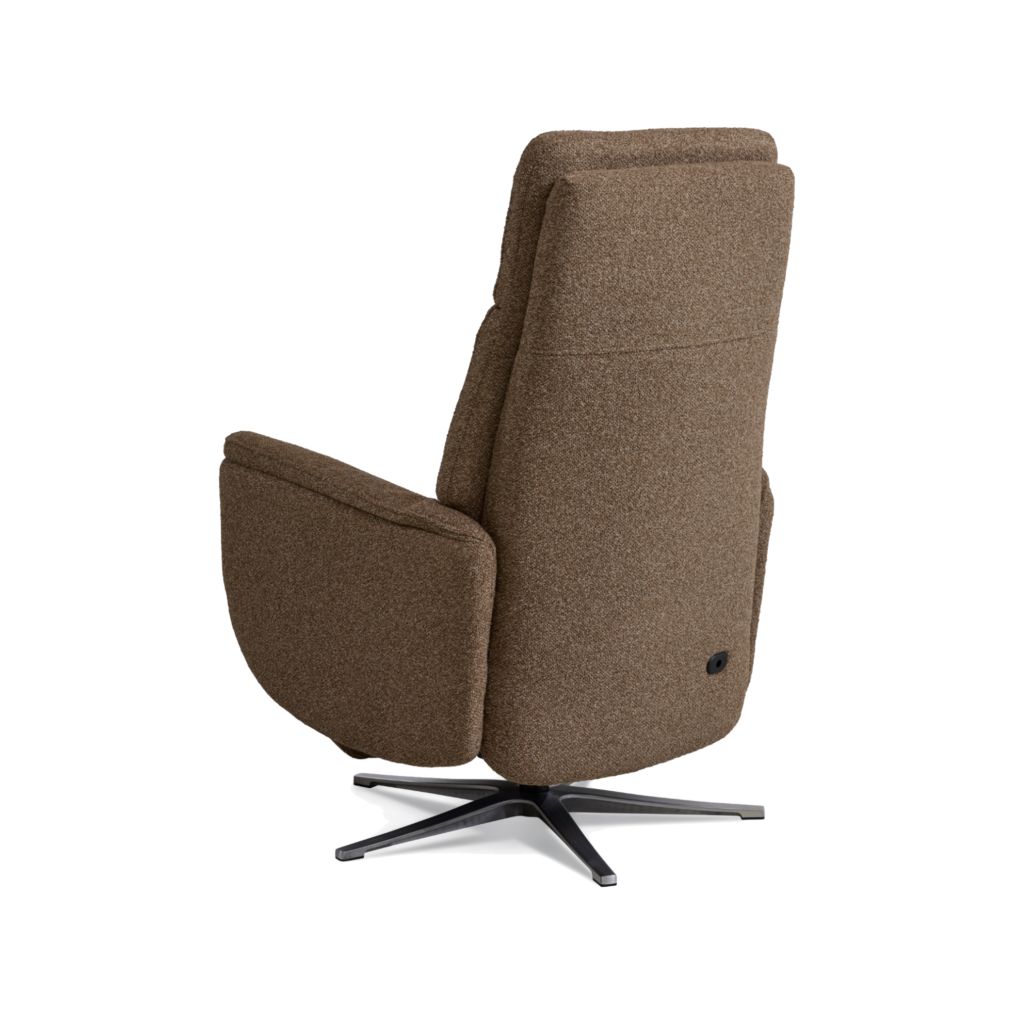 Marvin lænestol med recliner i brown Vista stof med børstet aluminiumsfod