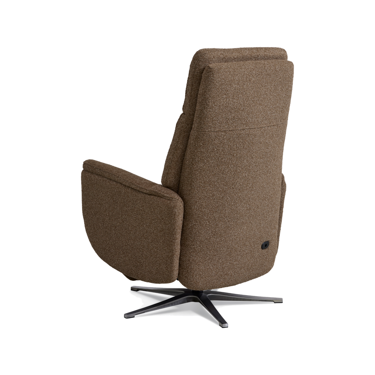 Marvin lænestol med recliner i brown Vista stof med børstet aluminiumsfod
