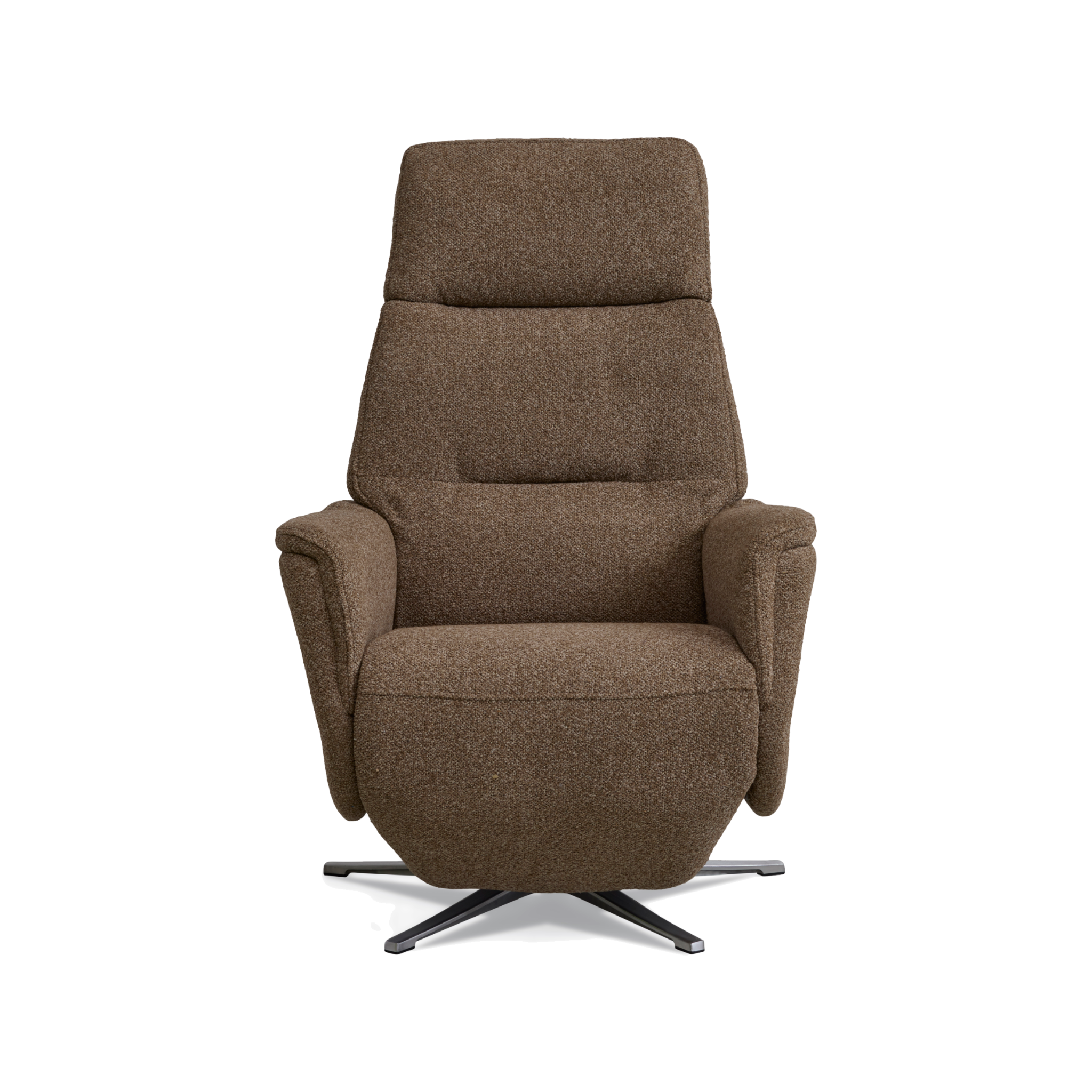 Marvin lænestol med recliner i brown Vista stof med børstet aluminiumsfod