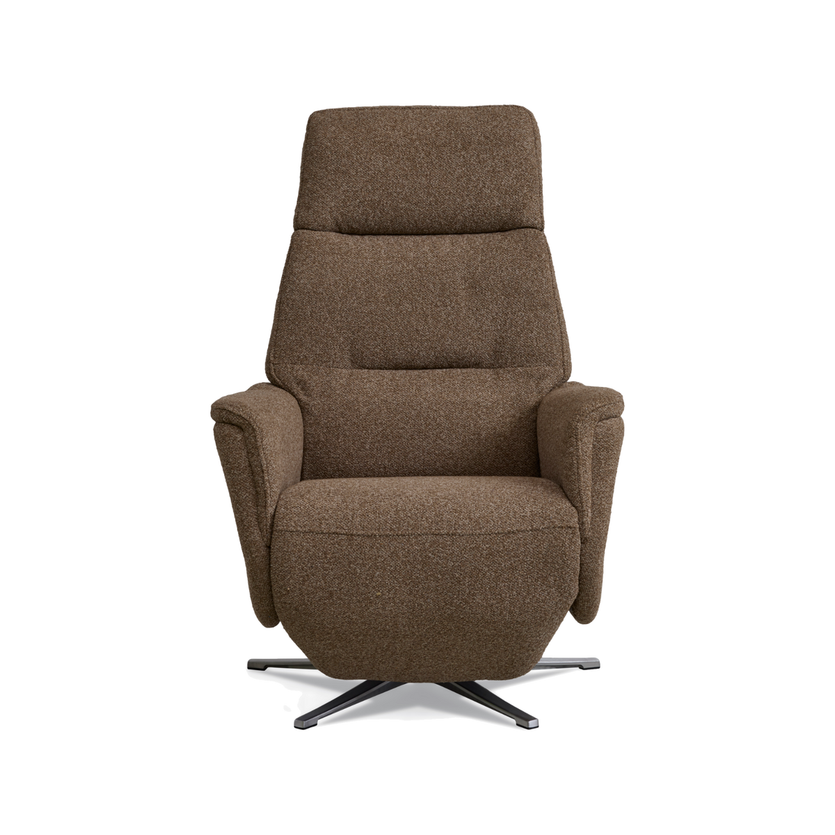 Marvin lænestol med recliner i brown Vista stof med børstet aluminiumsfod