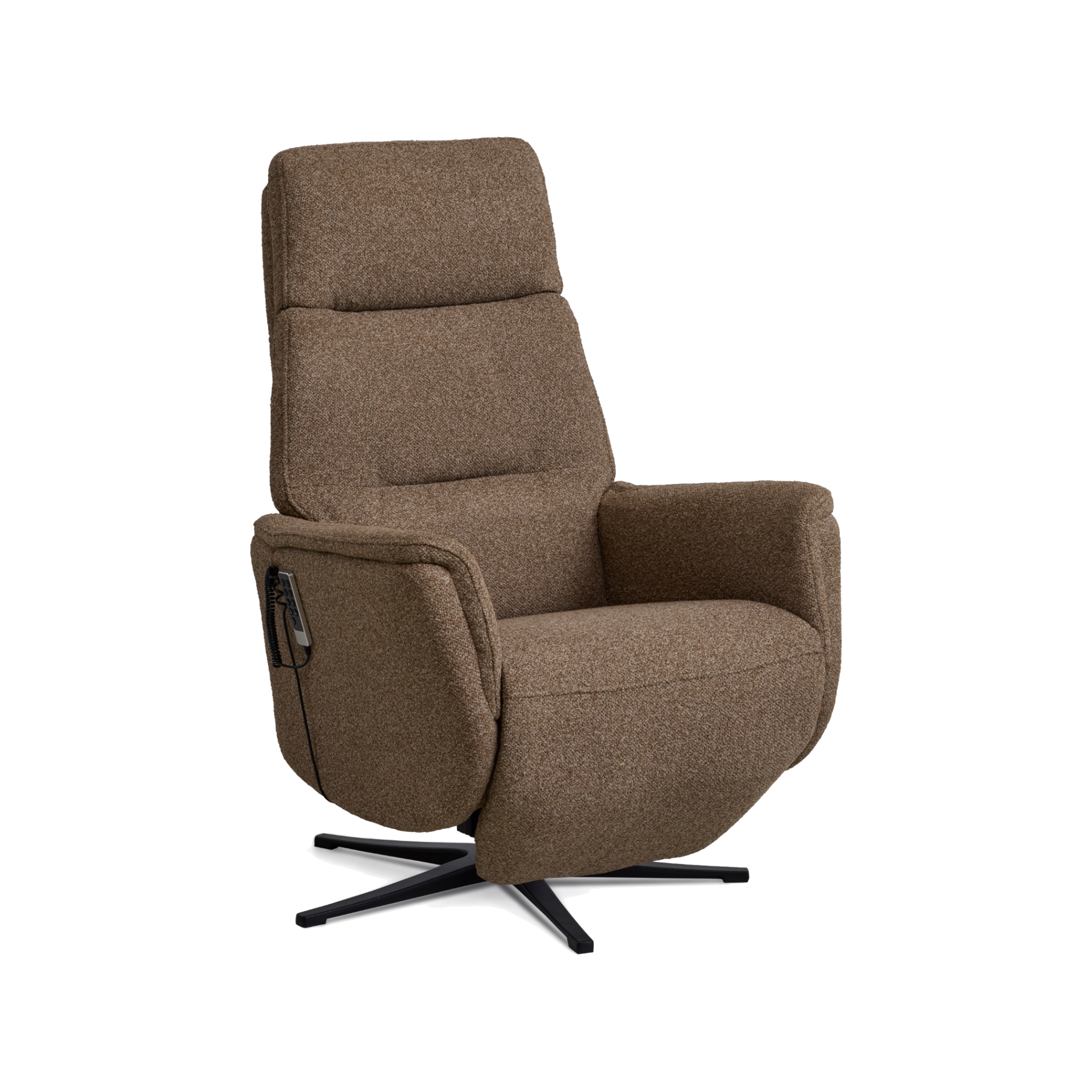 Marvin lænestol med recliner i brown Vista stof med sort metalfod