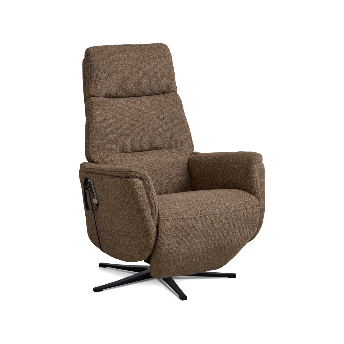 Marvin lænestol med recliner i brown Vista stof med sort metalfod