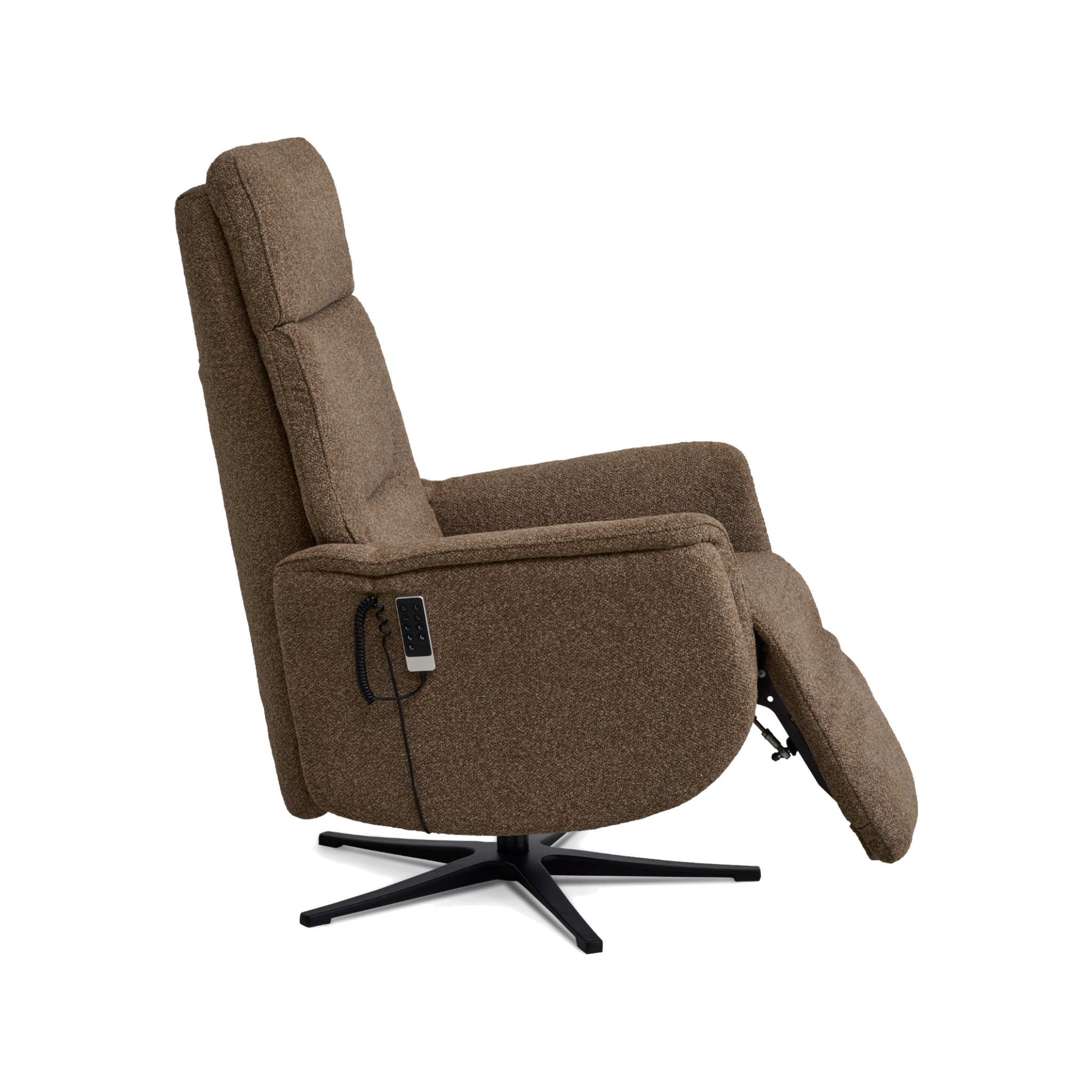 Marvin lænestol med recliner i brown Vista stof med sort metalfod