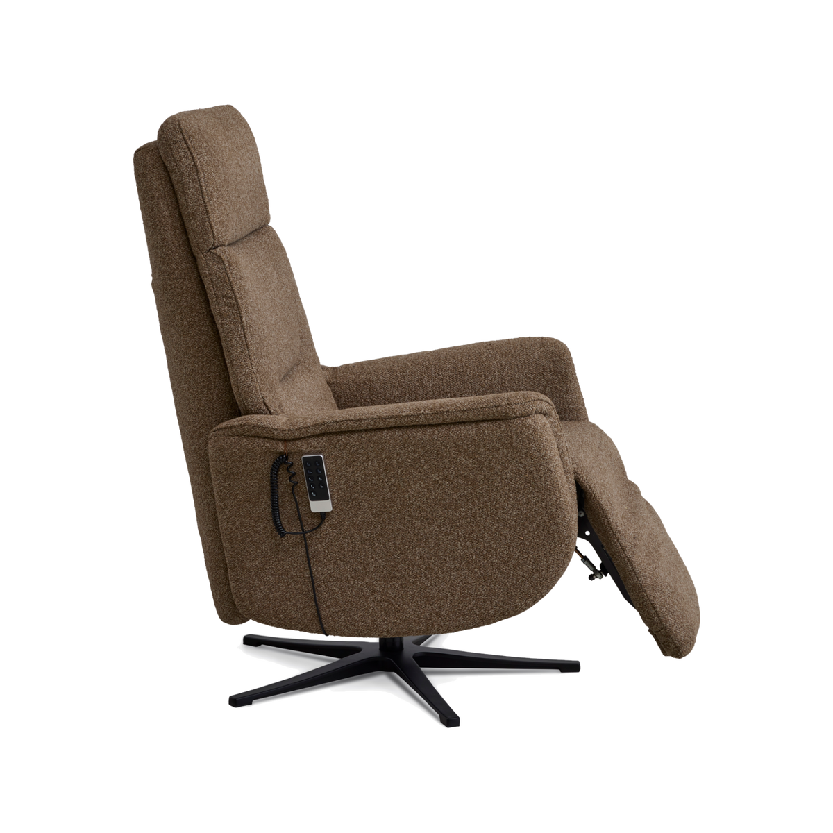 Marvin lænestol med recliner i brown Vista stof med sort metalfod
