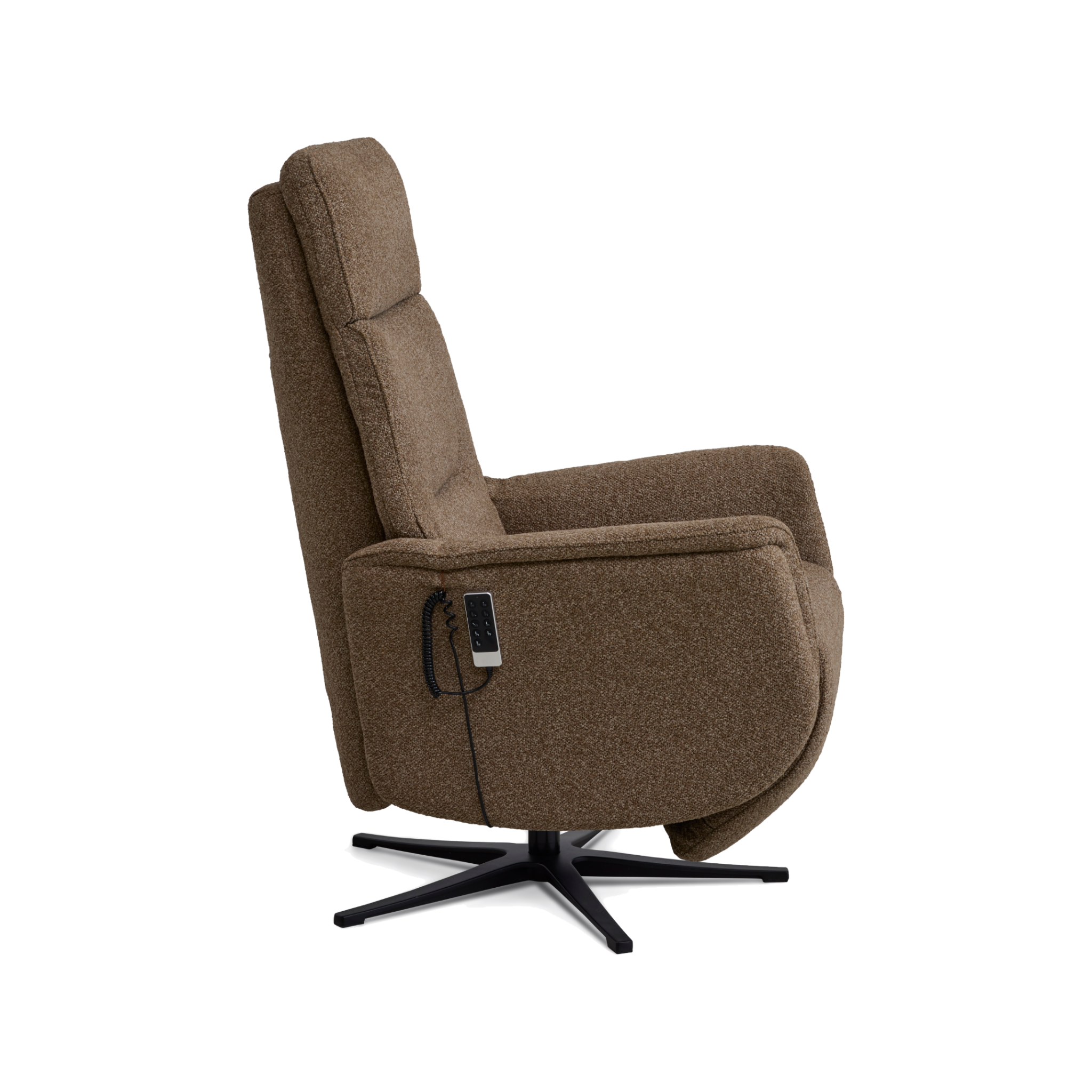 Marvin lænestol med recliner i brown Vista stof med sort metalfod