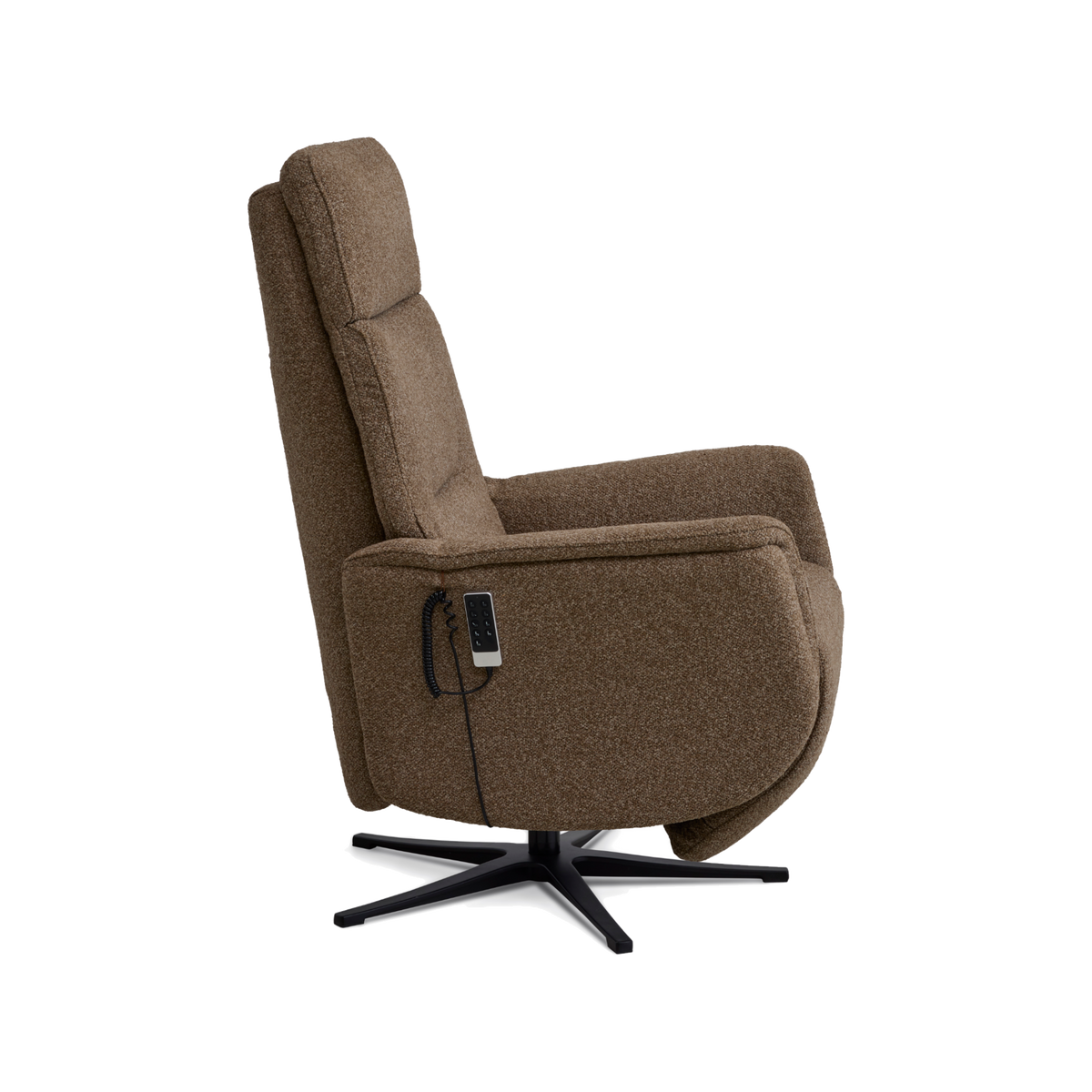 Marvin lænestol med recliner i brown Vista stof med sort metalfod
