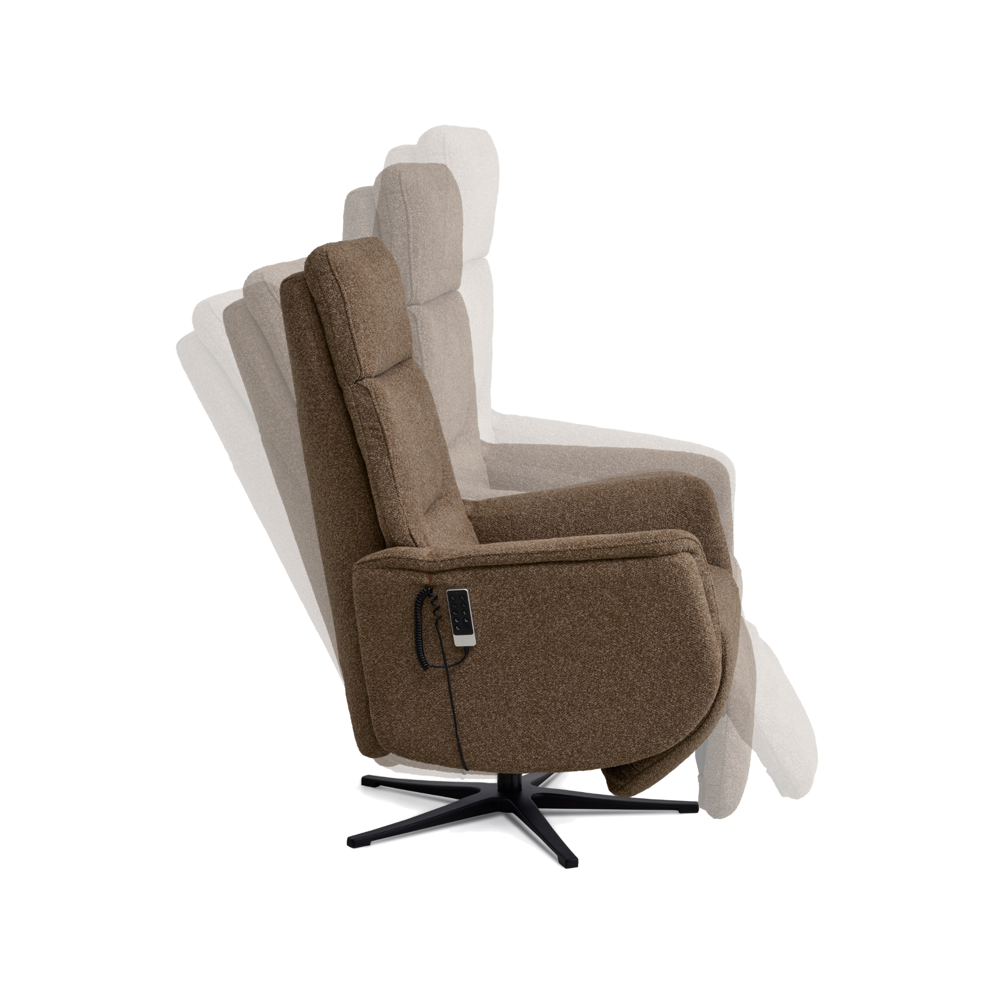 Marvin lænestol med recliner i brown Vista stof med sort metalfod