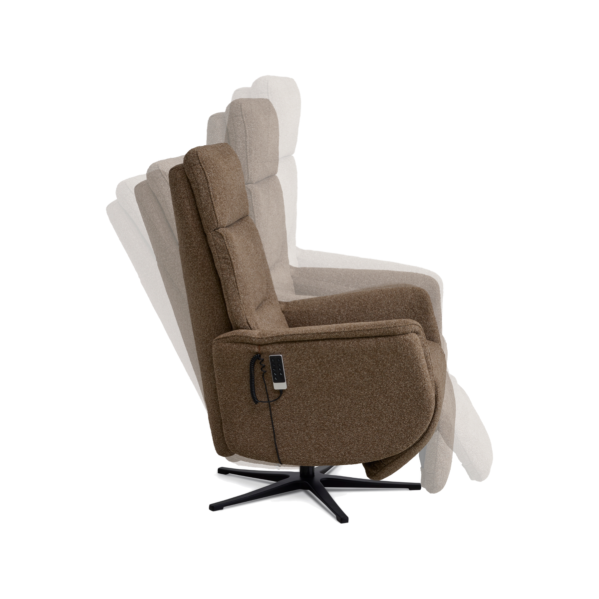 Marvin lænestol med recliner i brown Vista stof med sort metalfod
