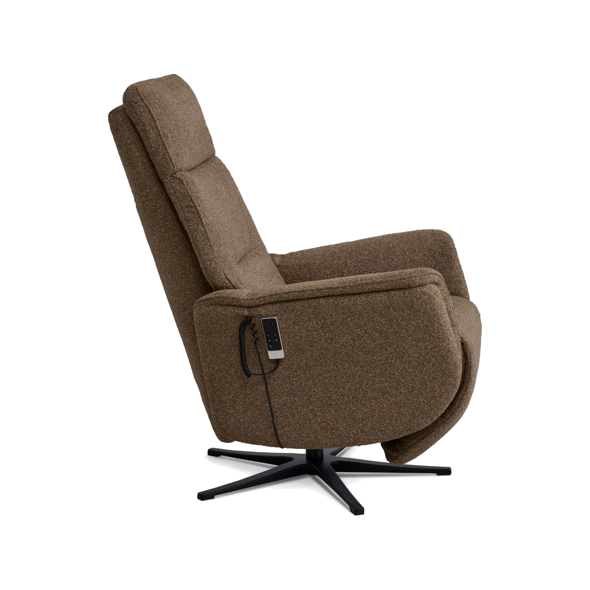 Marvin lænestol med recliner i brown Vista stof med sort metalfod