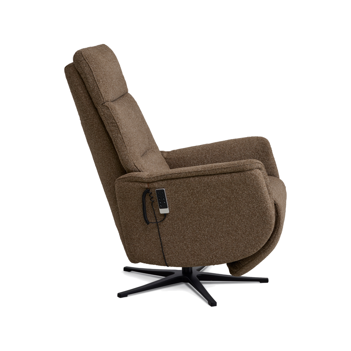 Marvin lænestol med recliner i brown Vista stof med sort metalfod