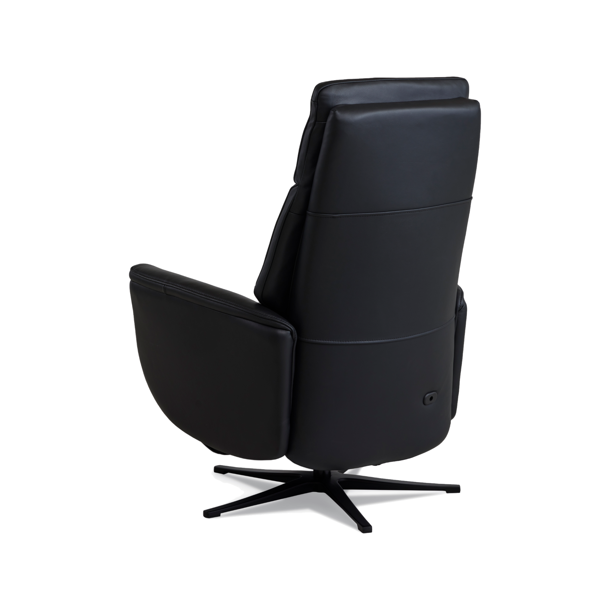 Marvin lænestol med recliner i sort semianilin læder med sort metalfod