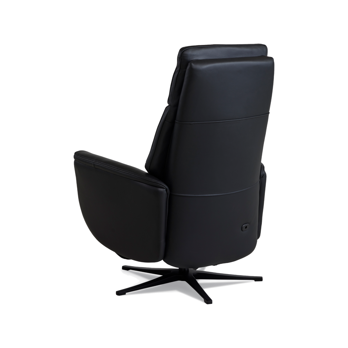 Marvin lænestol med recliner i sort semianilin læder med sort metalfod