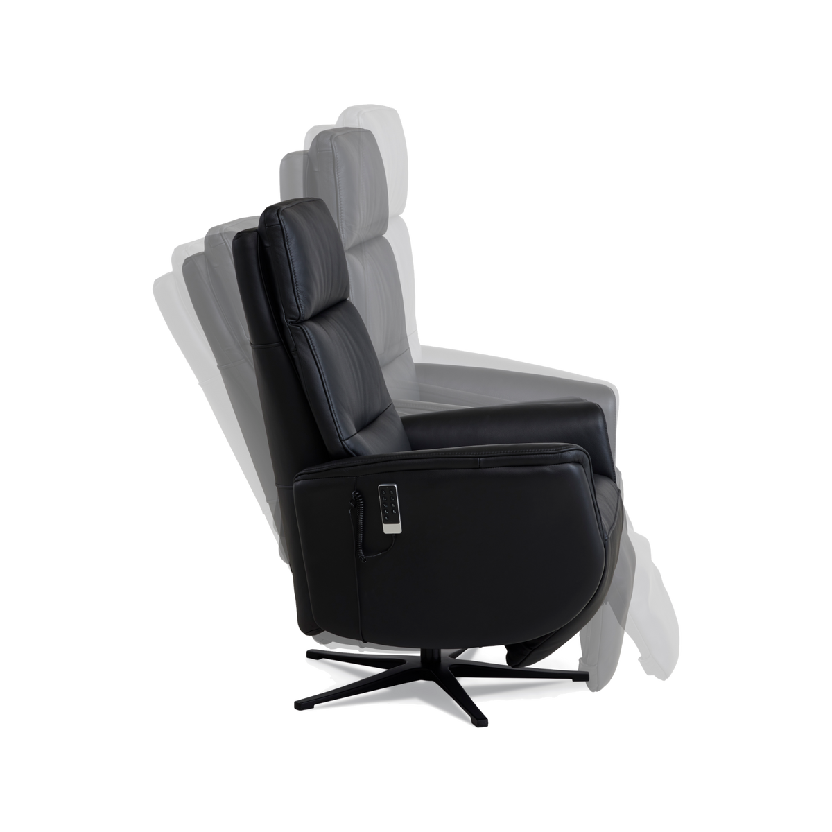 Marvin lænestol med recliner i sort semianilin læder med sort metalfod