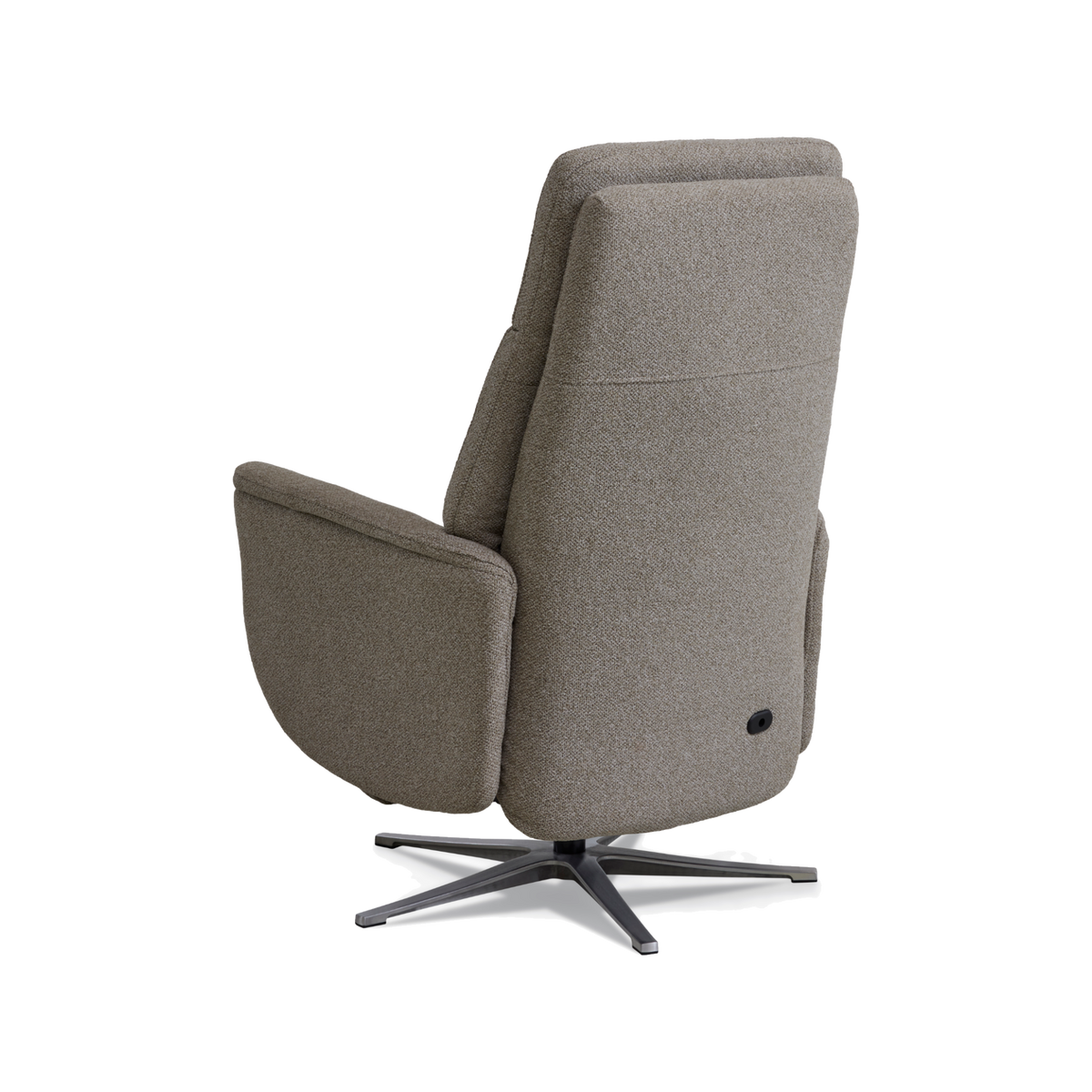 Marvin lænestol med recliner i mushroom Vista stof med børstet aluminiumsfod